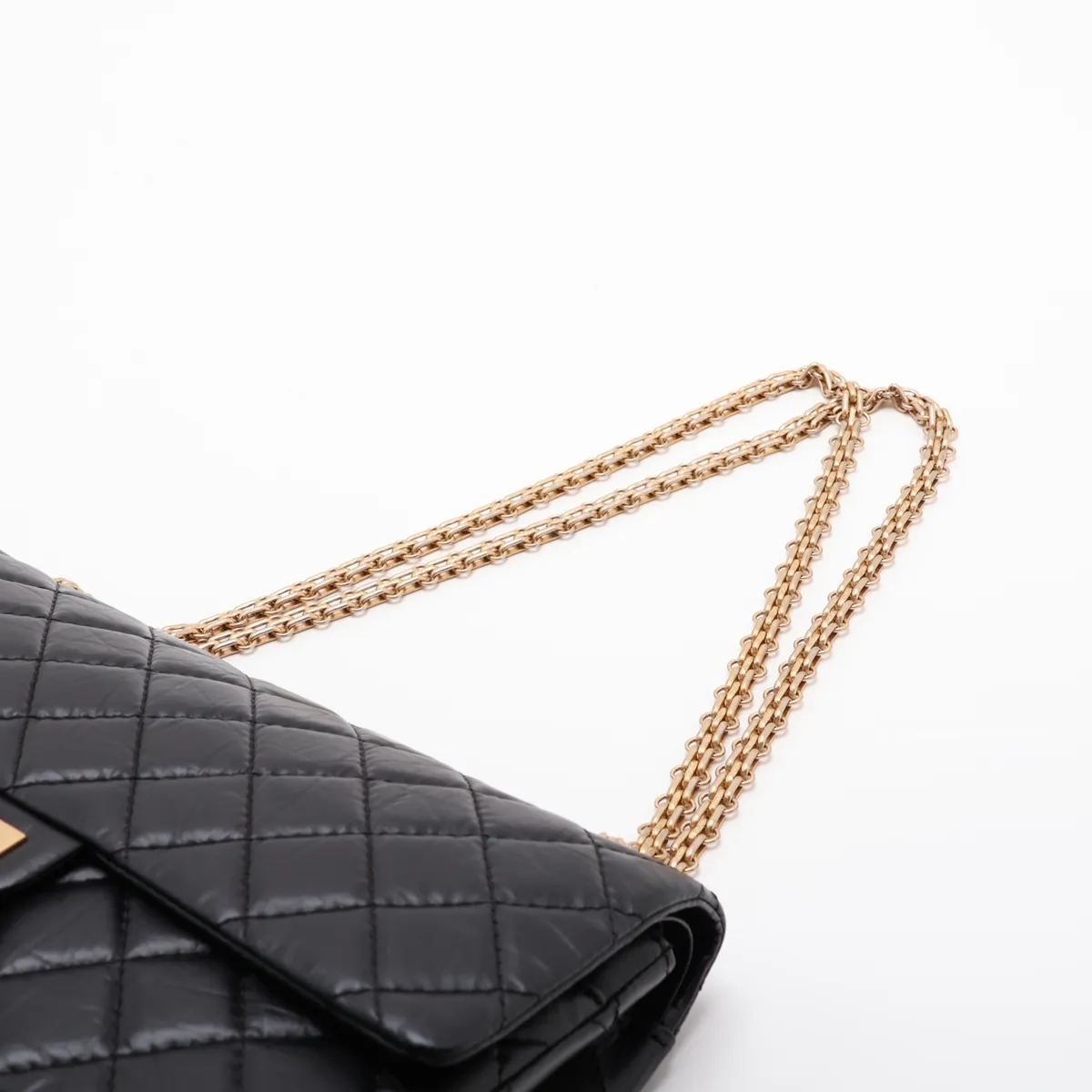 Matelassé 2.55 Large Vintage Calf Double Flap Double Chain Bag, Black with Gold Hardware, 23506851, Serial Number , A37587 — view 5