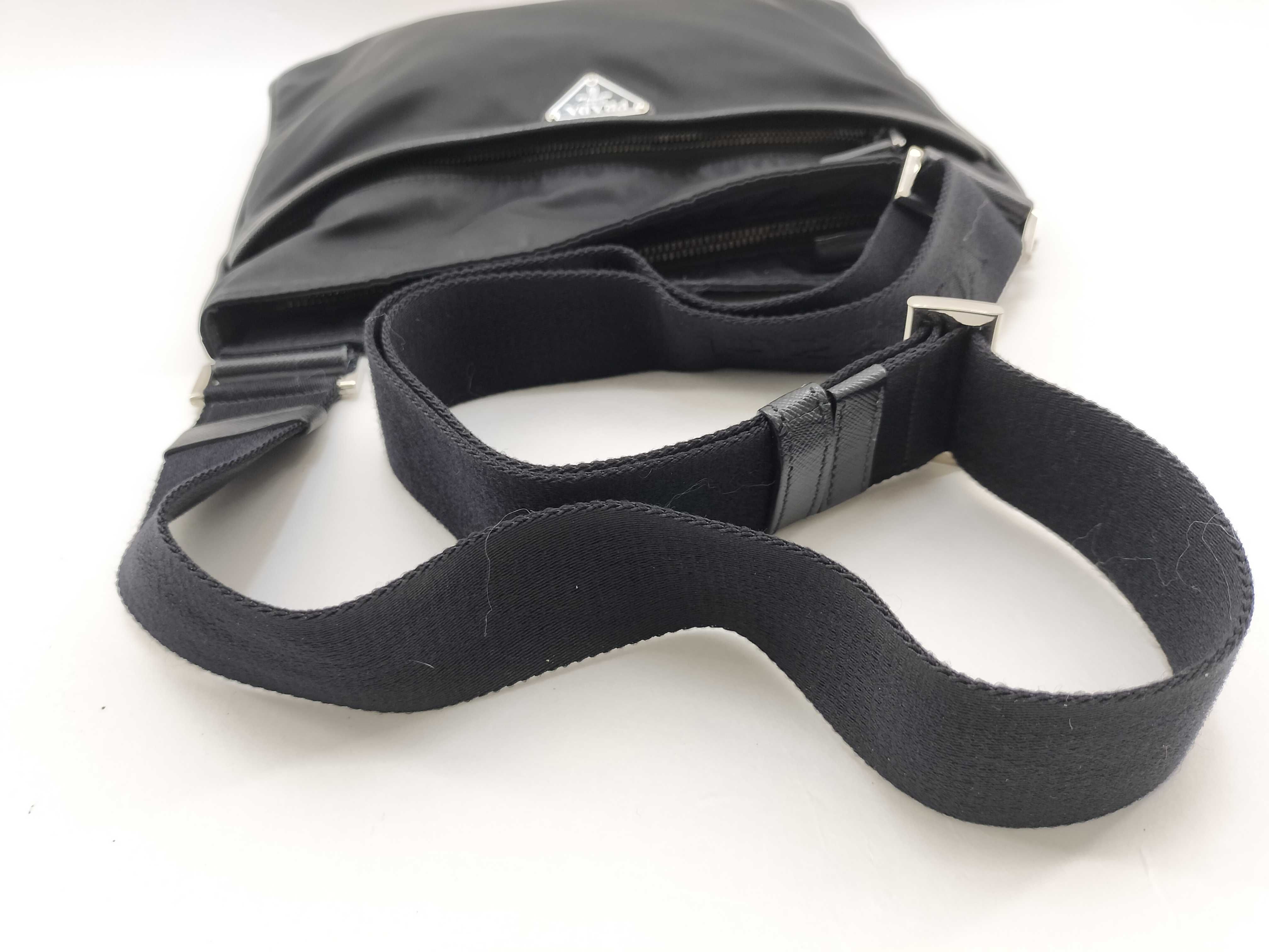 Nylon Prada Current Model 2VH053 Saffiano Shoulder Bag Nylon Triangle Logo Shoulder Bag — view 6