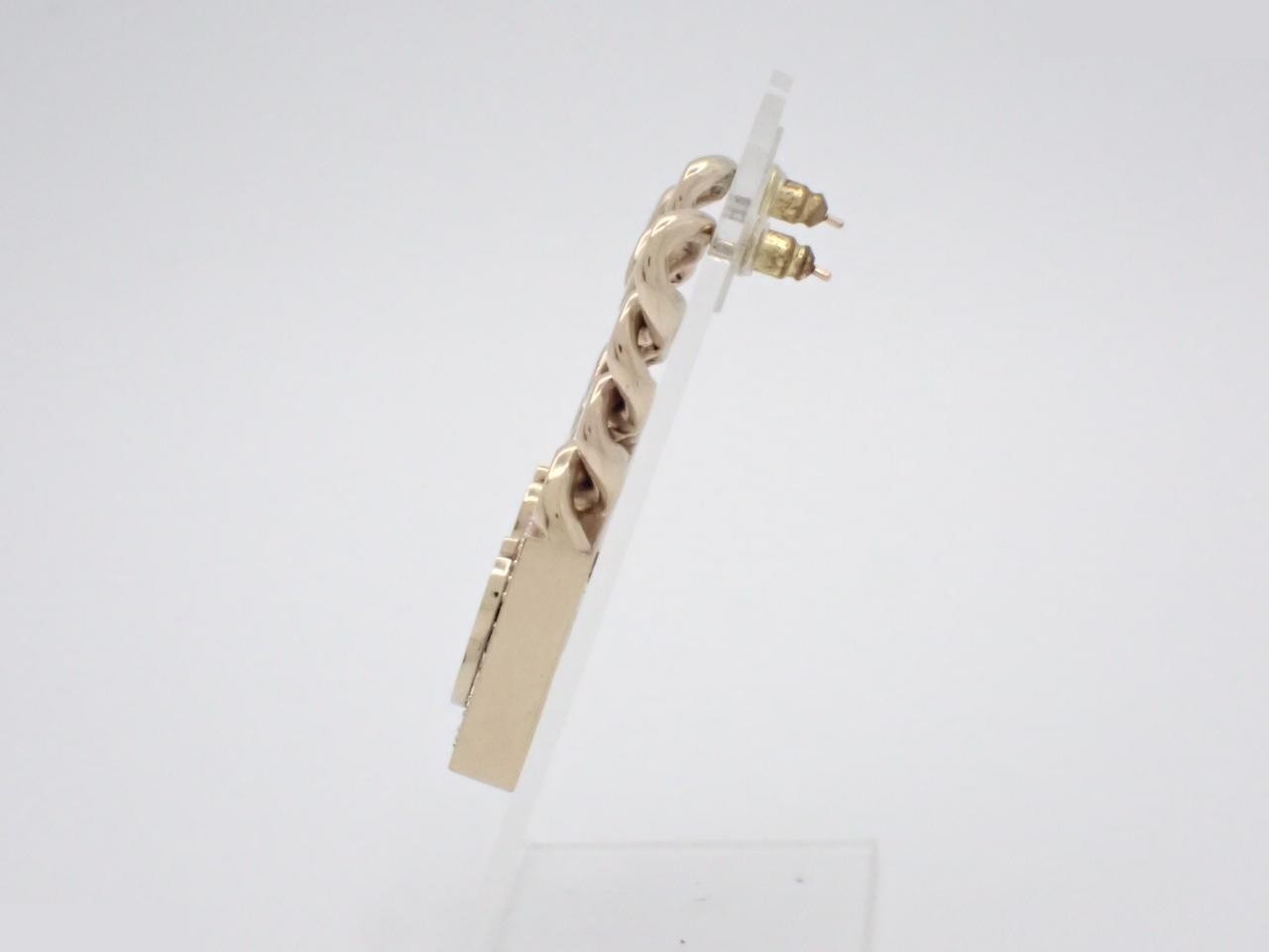 Coco Mark Chain Rhinestone Earrings, Gold — view 3
