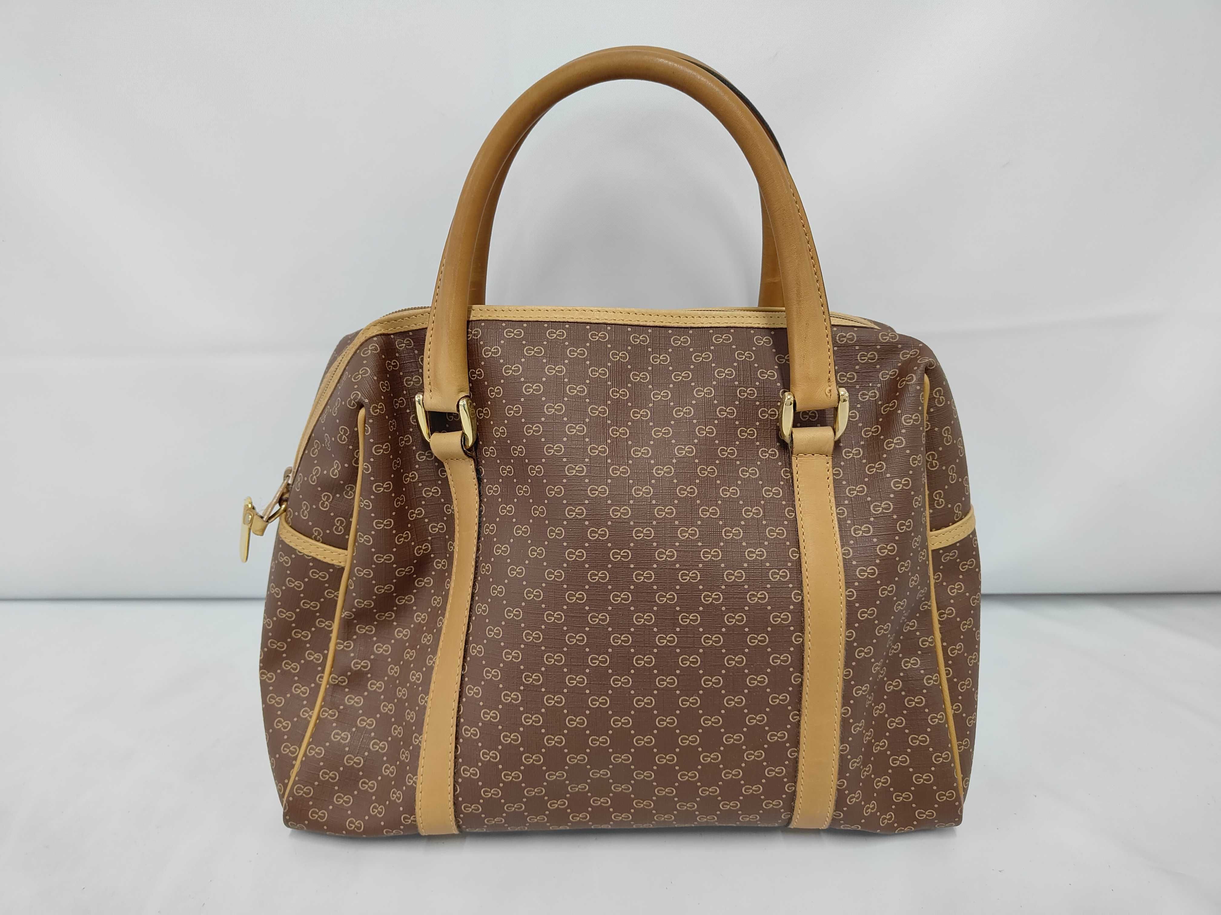Old Gucci Micro GG PVC x Leather Handbag 87 002 4685 Handbag