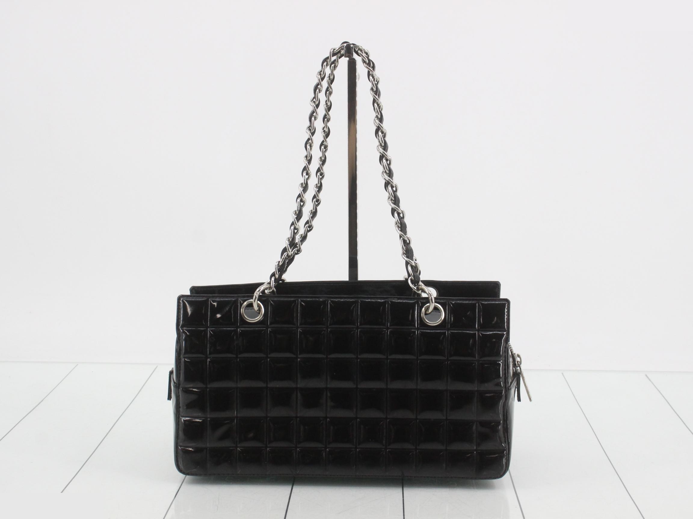 Chocolate bar patent leather chain shoulder bag, item number 7. — view 2