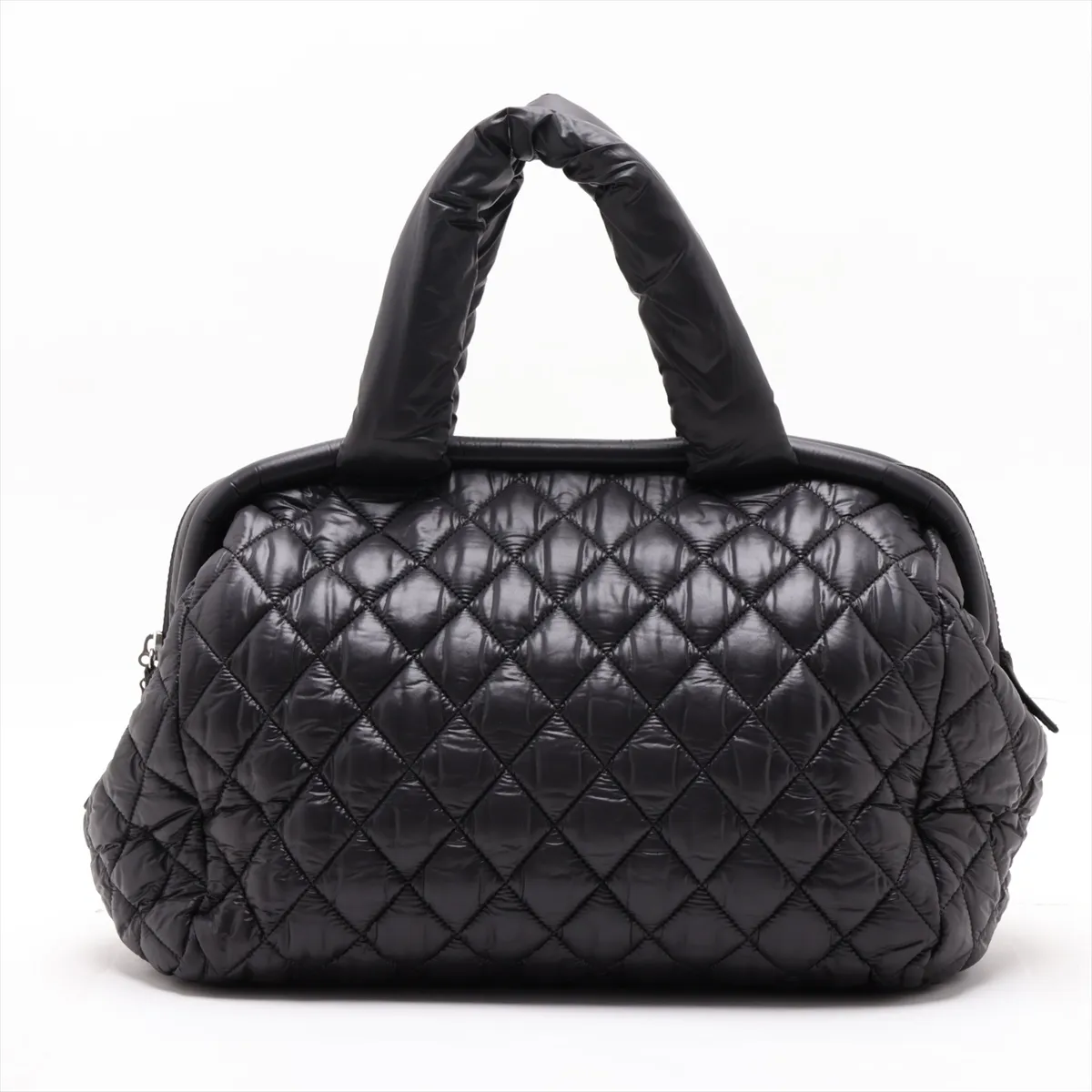 Coco Cocoon Nylon x Lambskin Handbag, Black, Silver Hardware, Item No. 13643578, Series No. 13 — view 2