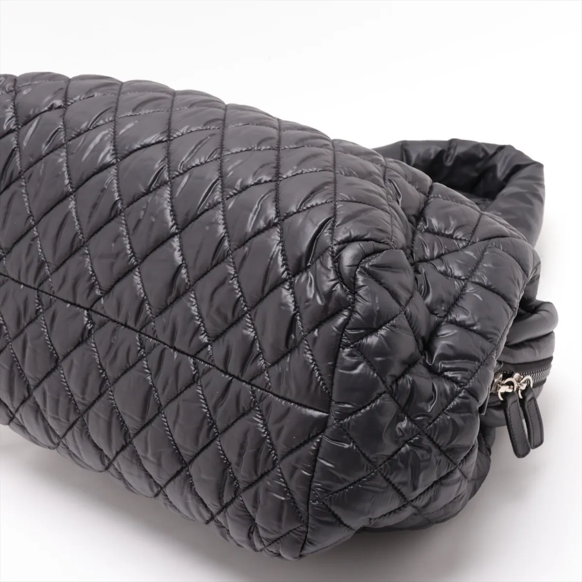 Coco Cocoon Nylon x Lambskin Handbag, Black, Silver Hardware, Item No. 13643578, Series No. 13 — view 3