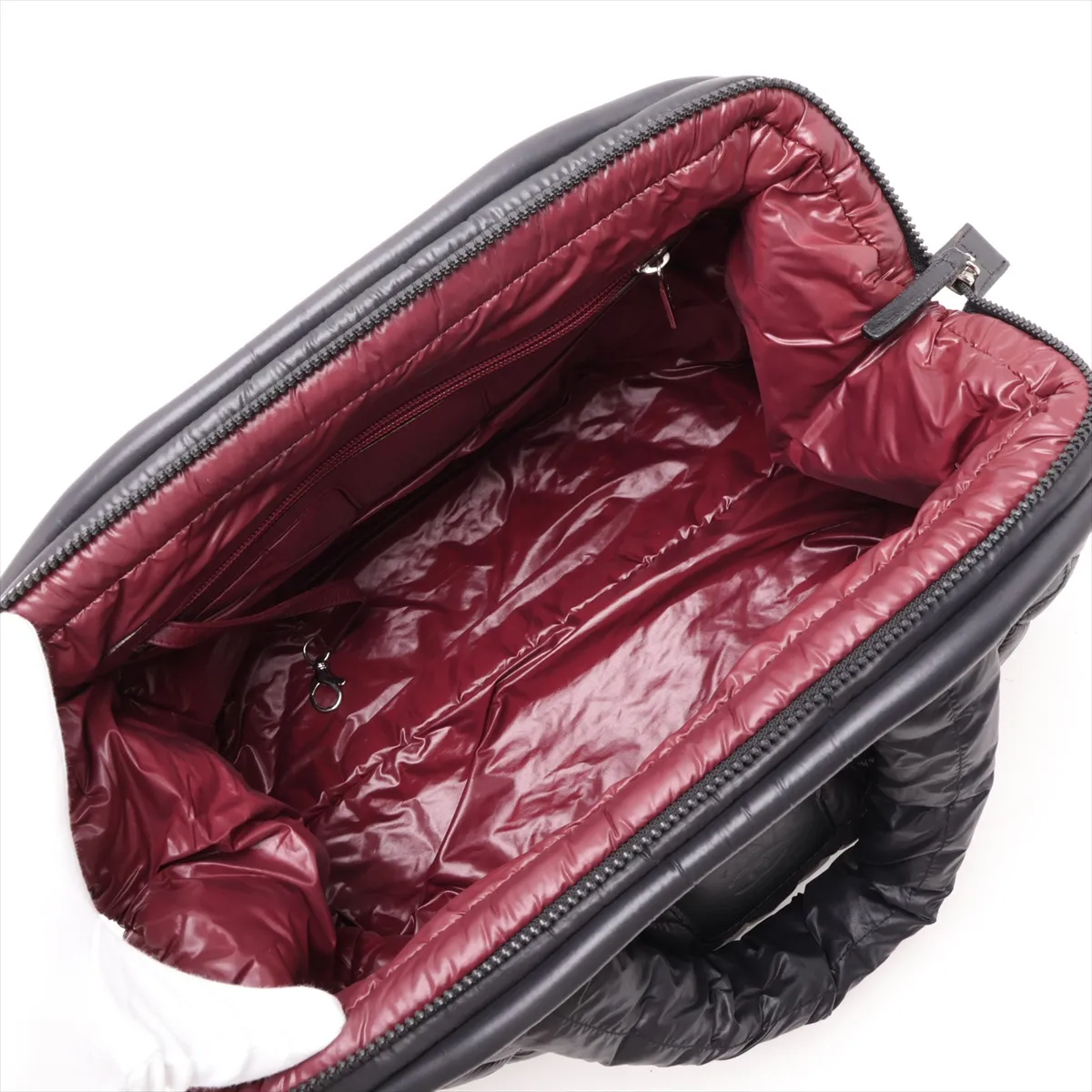 Coco Cocoon Nylon x Lambskin Handbag, Black, Silver Hardware, Item No. 13643578, Series No. 13 — view 7
