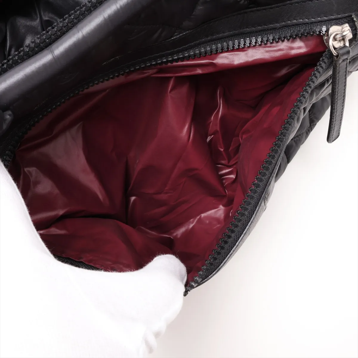Coco Cocoon Nylon x Lambskin Handbag, Black, Silver Hardware, Item No. 13643578, Series No. 13 — view 9