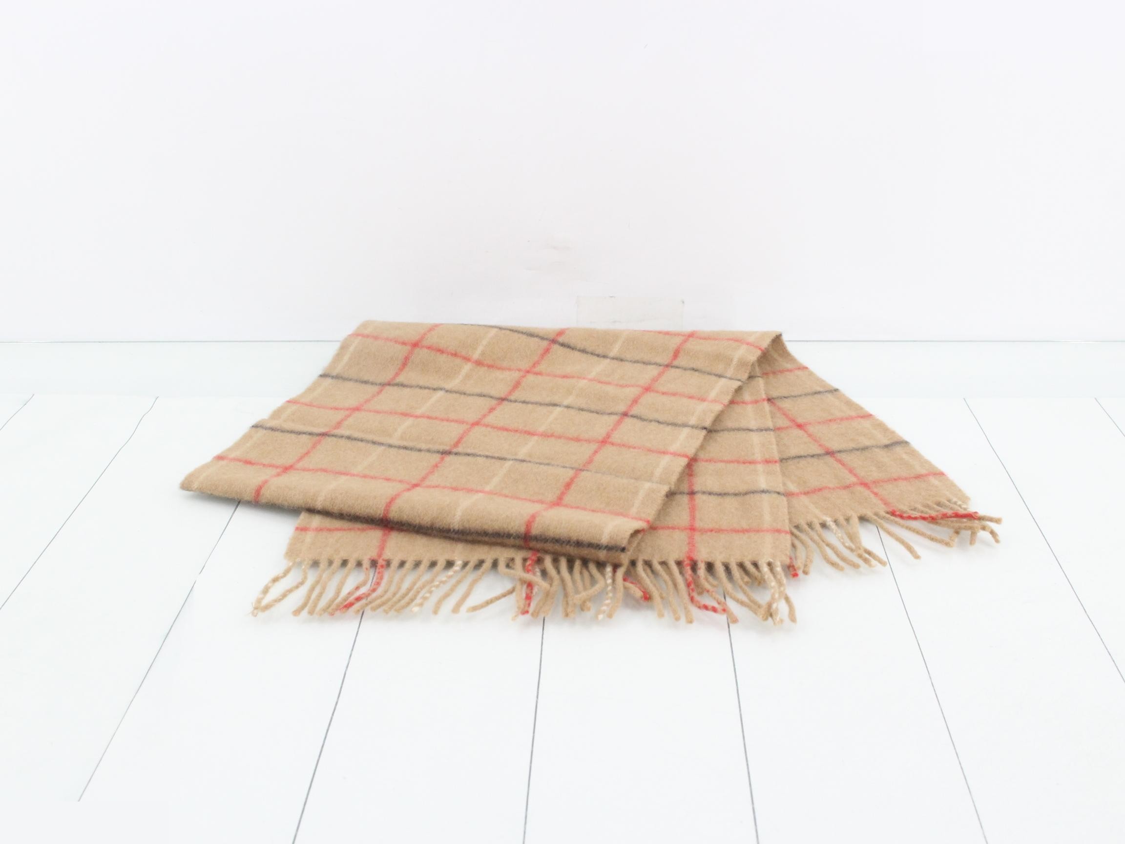 Nova Check Scarf, Beige, 100% Cashmere — view 3