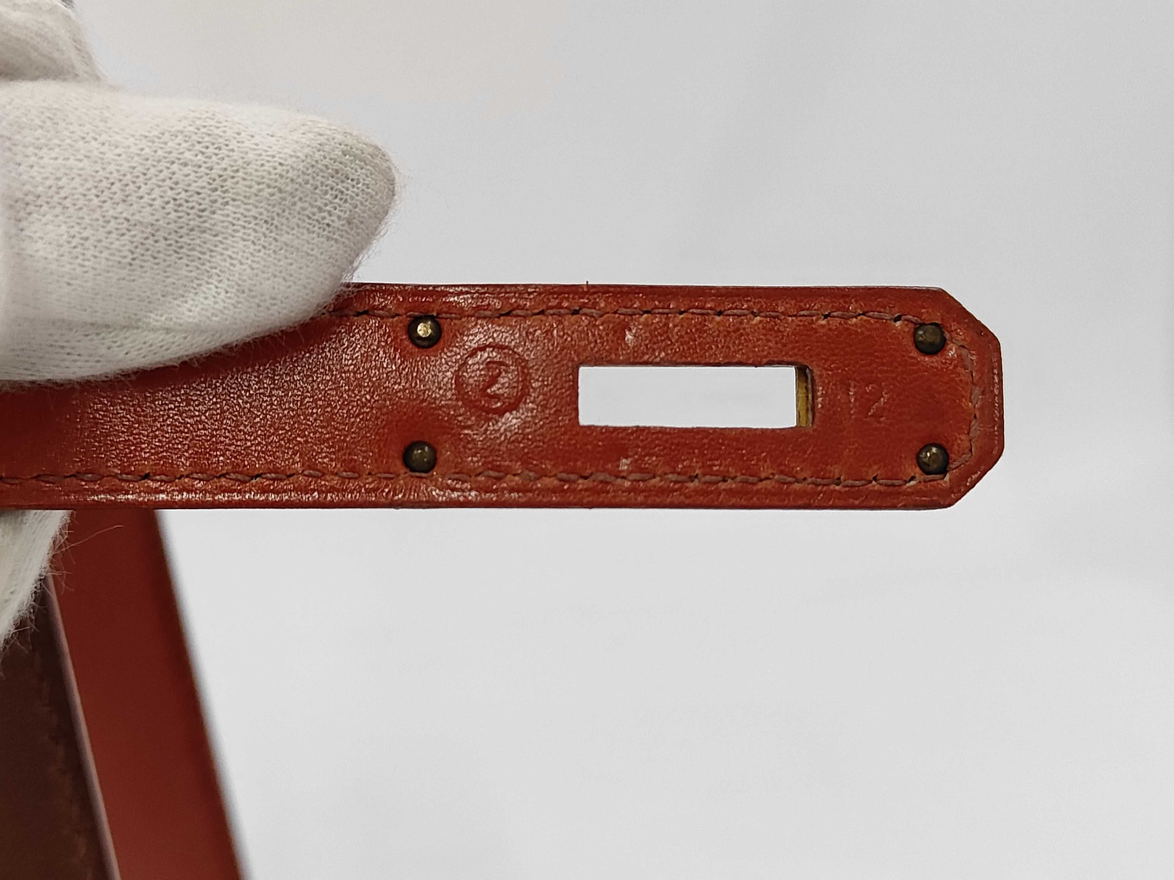 Kelly 32 Box Calf Tricolor Rouge H Brick Marron Foncé Gold Hardware Z Stamp Shoulder Bag — view 11