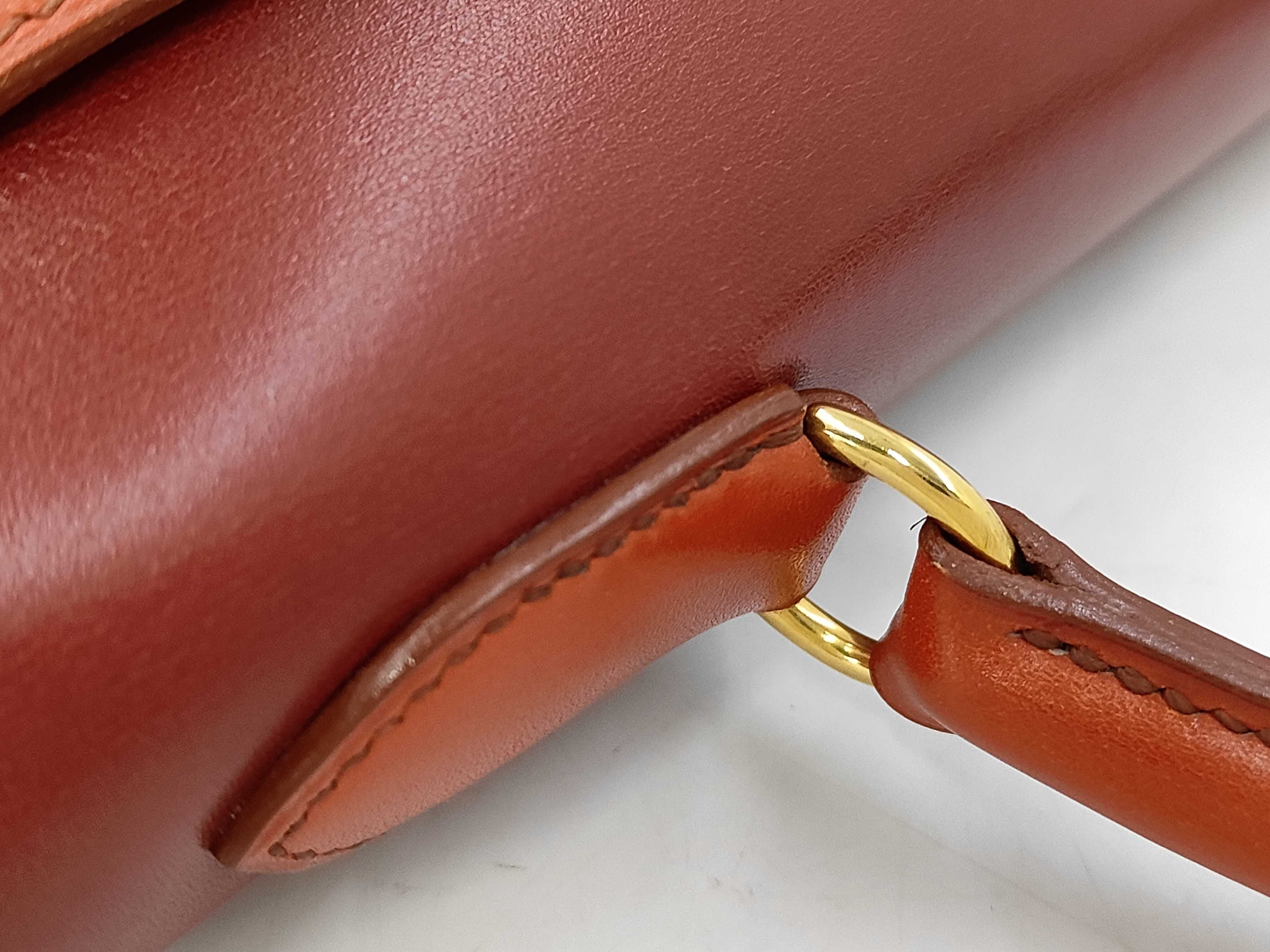 Kelly 32 Box Calf Tricolor Rouge H Brick Marron Foncé Gold Hardware Z Stamp Shoulder Bag — view 5