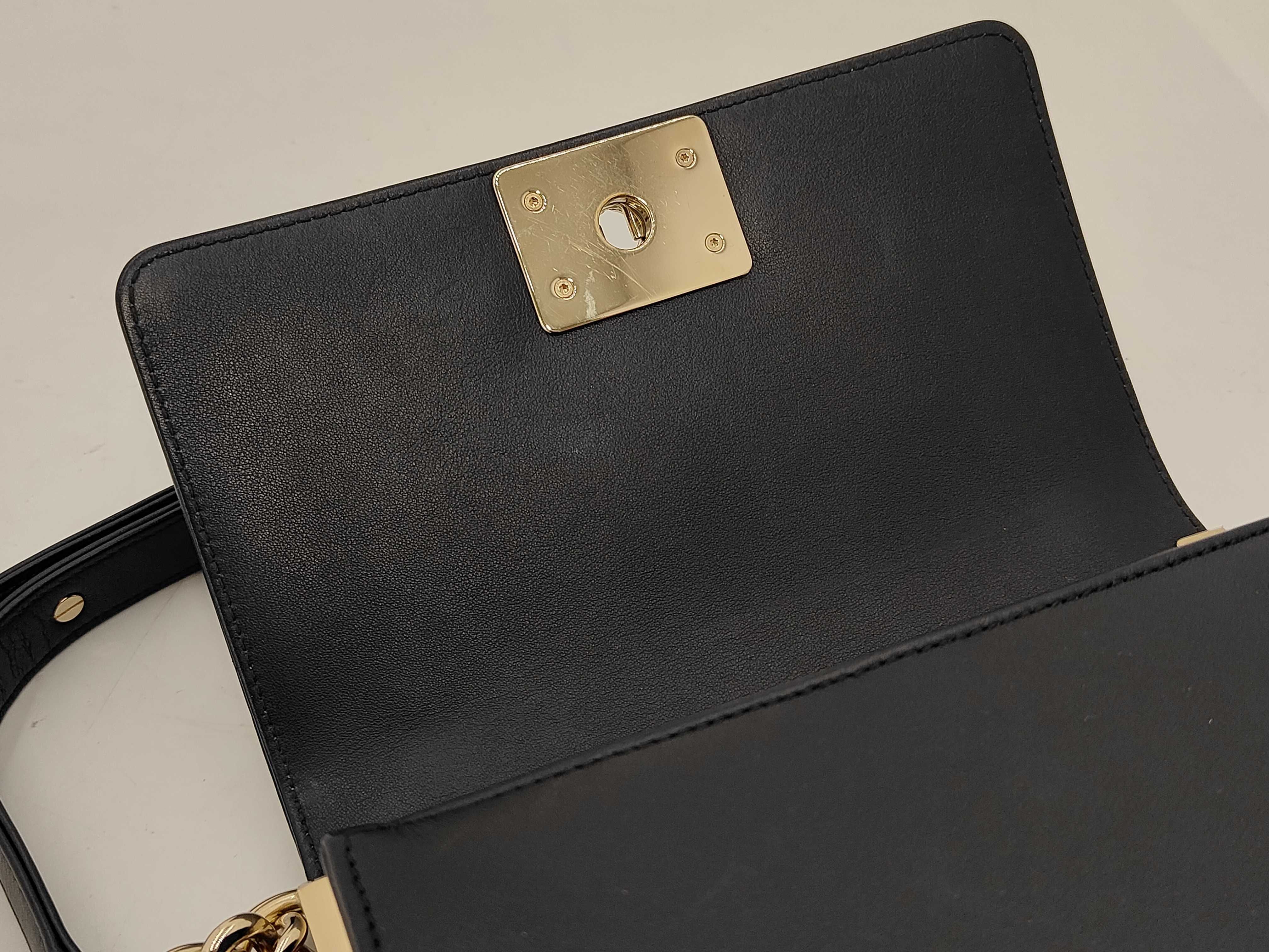 Boy Chanel Chain Shoulder Bag, Black, Gold, Silver, Chevron Embroidery, Gold Hardware. — view 11