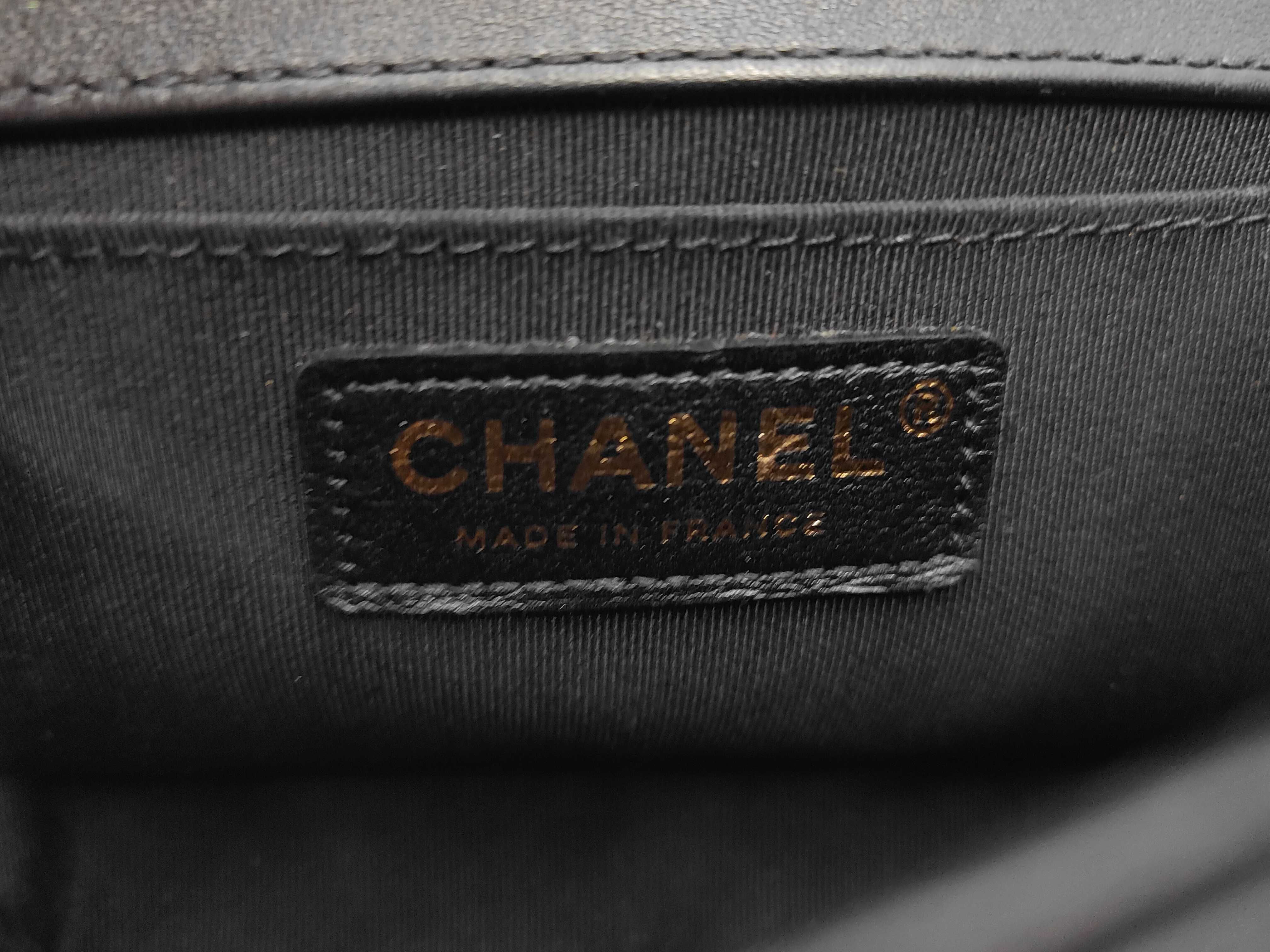 Boy Chanel Chain Shoulder Bag, Black, Gold, Silver, Chevron Embroidery, Gold Hardware. — view 9