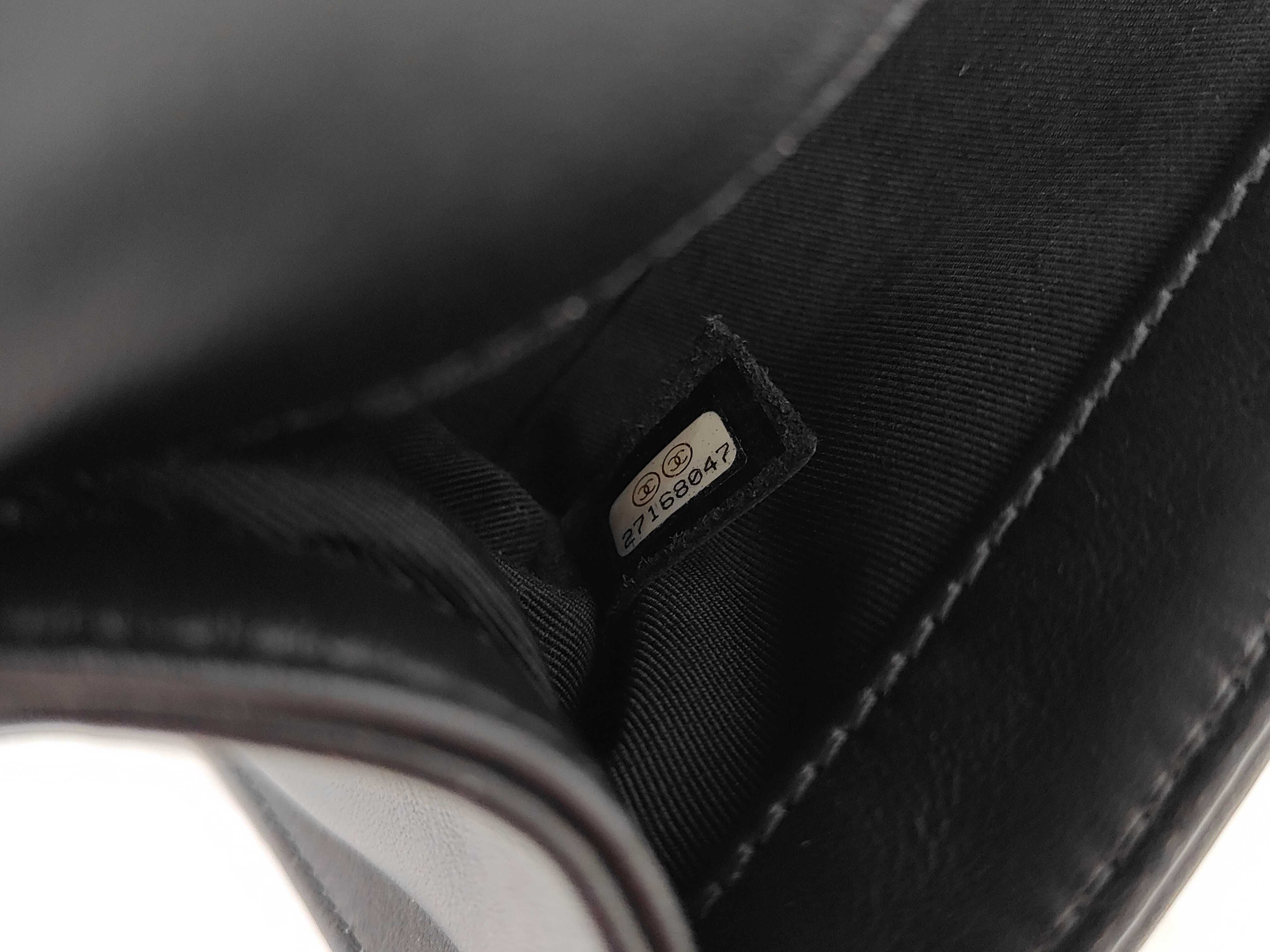 Boy Chanel Chain Shoulder Bag, Black, Gold, Silver, Chevron Embroidery, Gold Hardware. — view 10