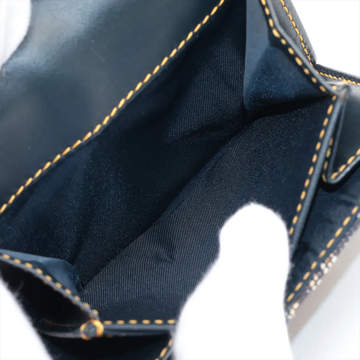 Saddle Trotter Canvas x Leather Compact Wallet Navy x Beige — view 5