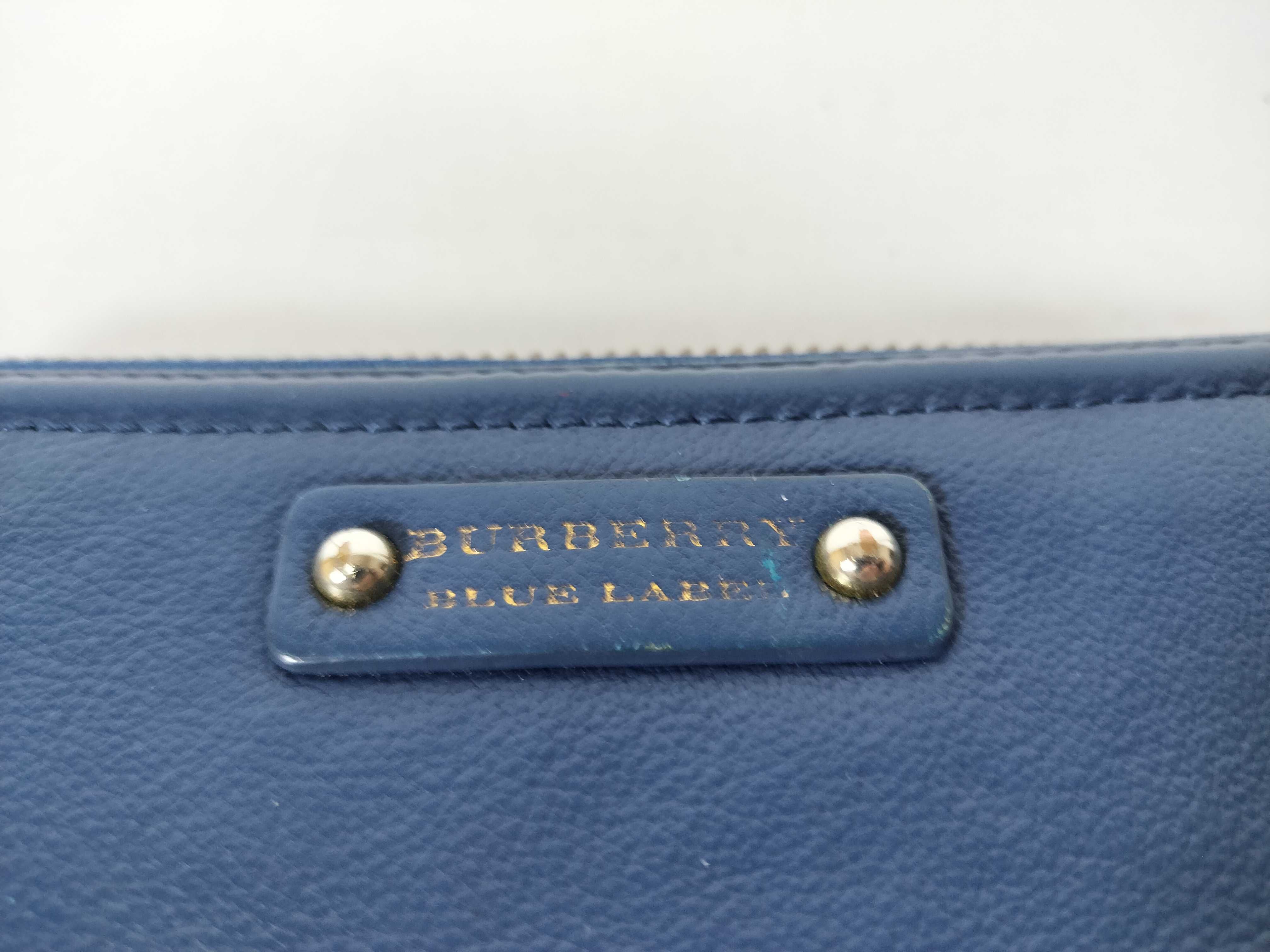 Leather Blue Round Zip Long Wallet — view 11