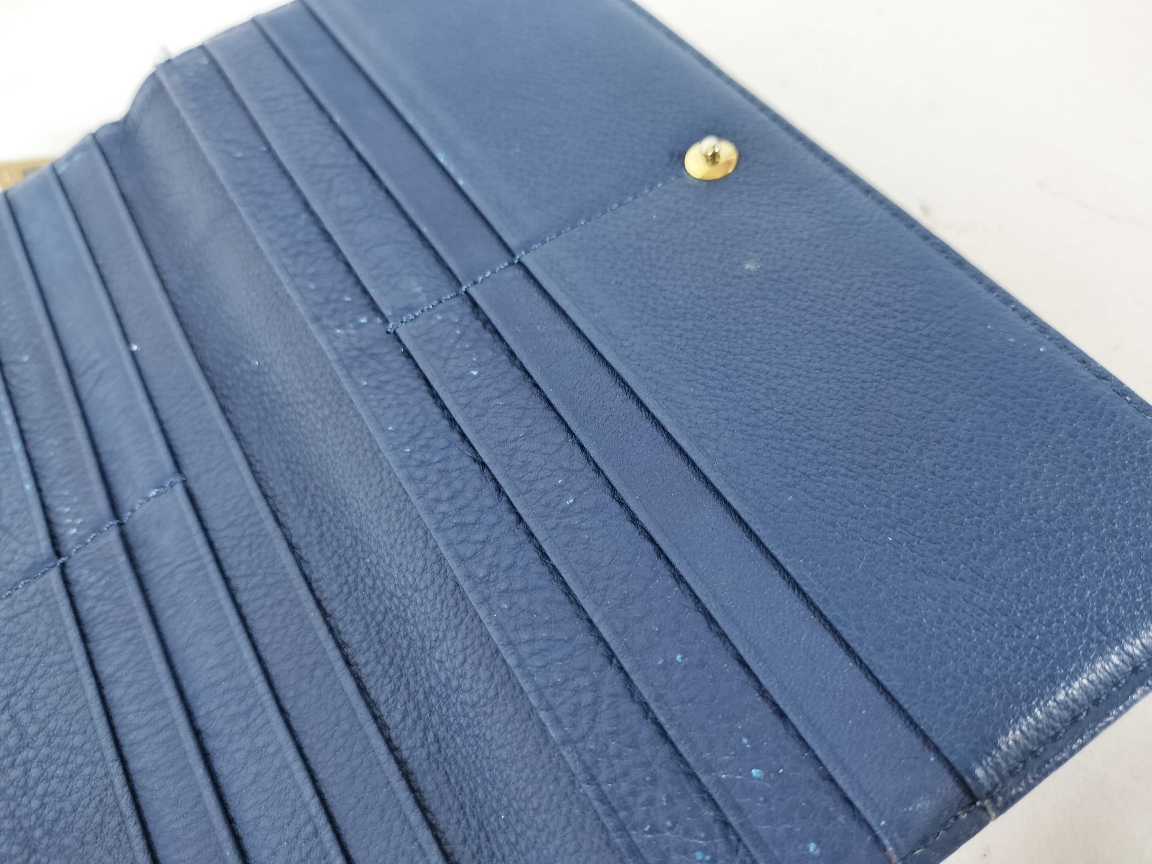 Leather Blue Round Zip Long Wallet — view 8