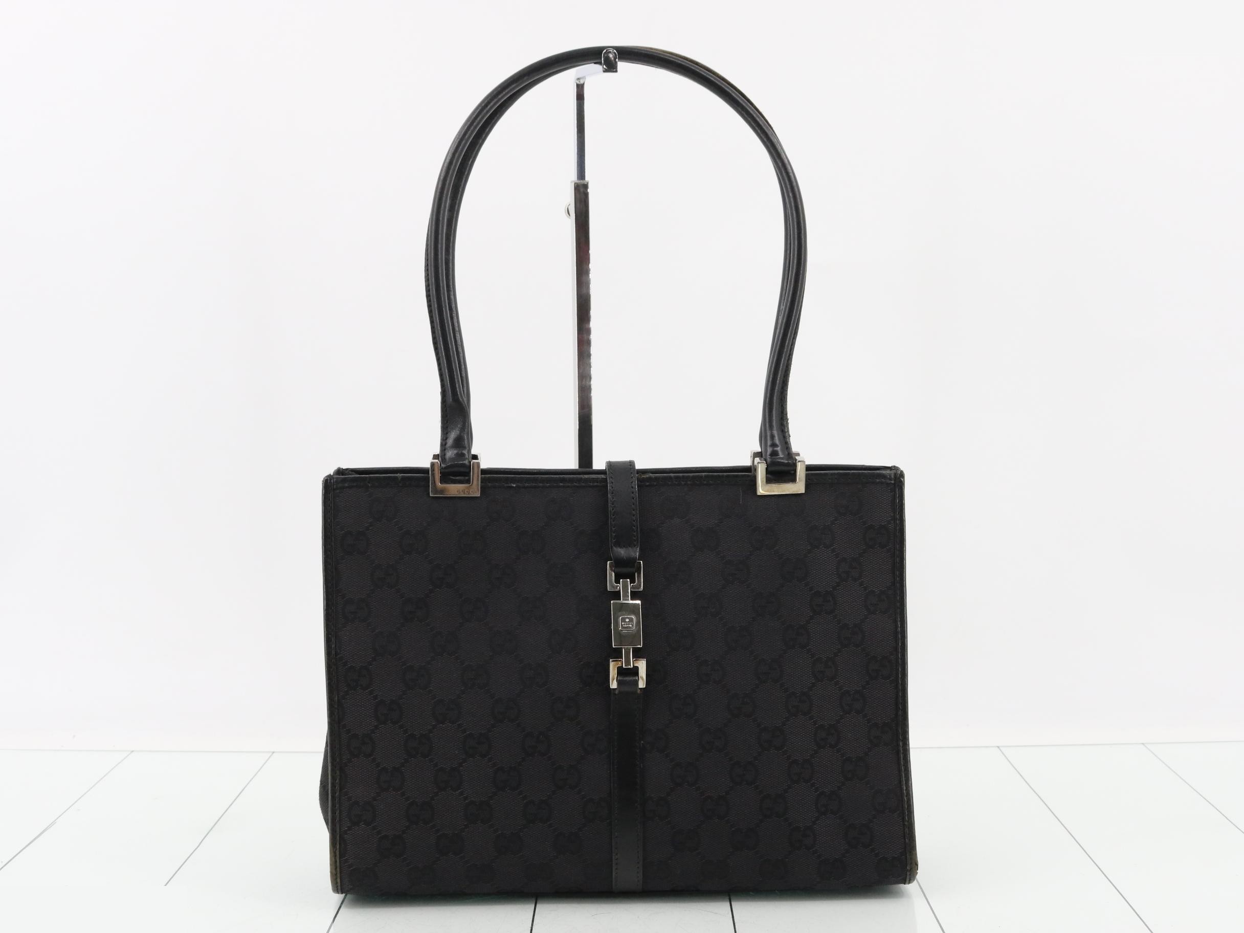 GG canvas tote bag, black, silver hardware, dust bag included.