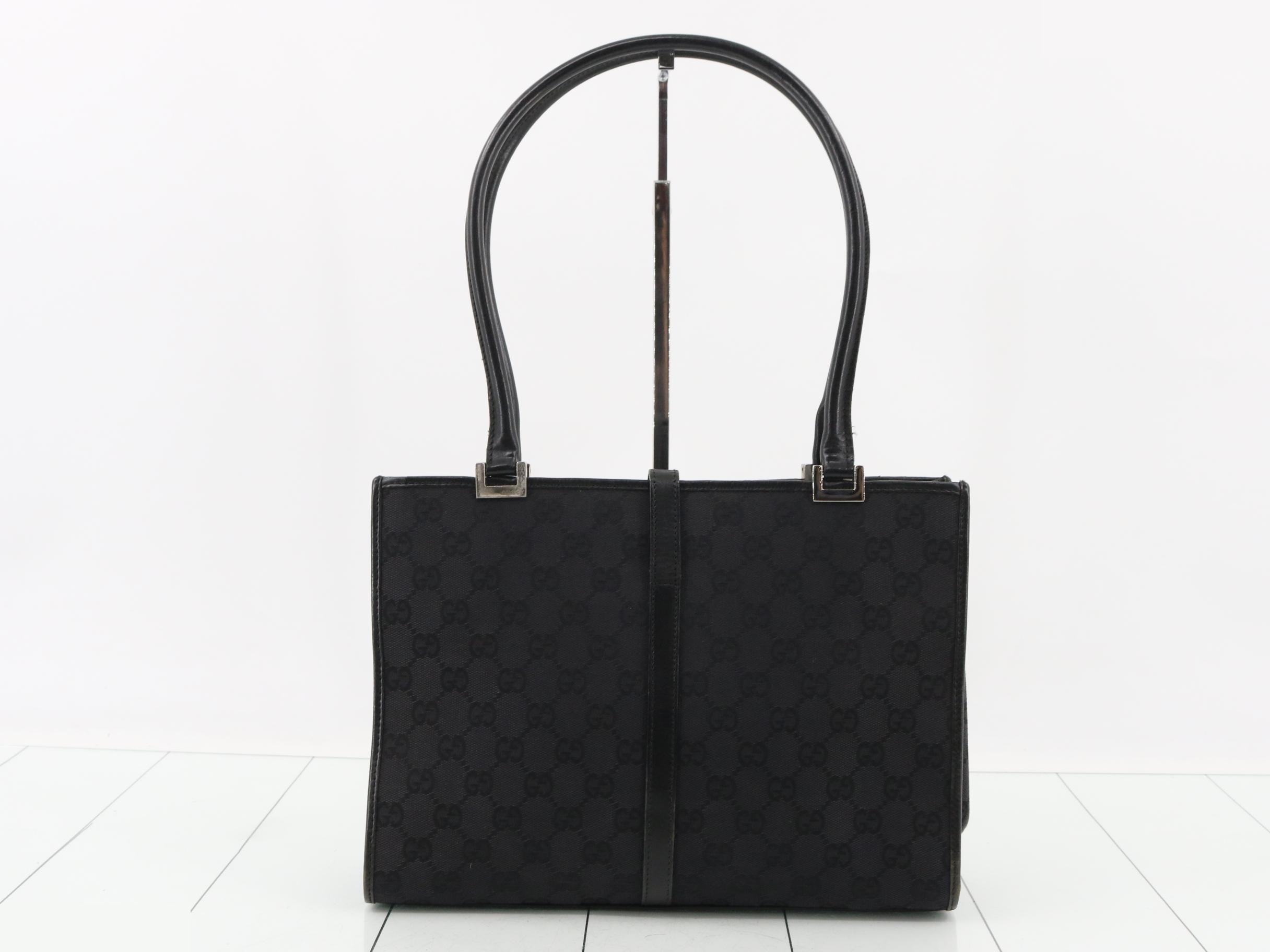 GG canvas tote bag, black, silver hardware, dust bag included. — view 2