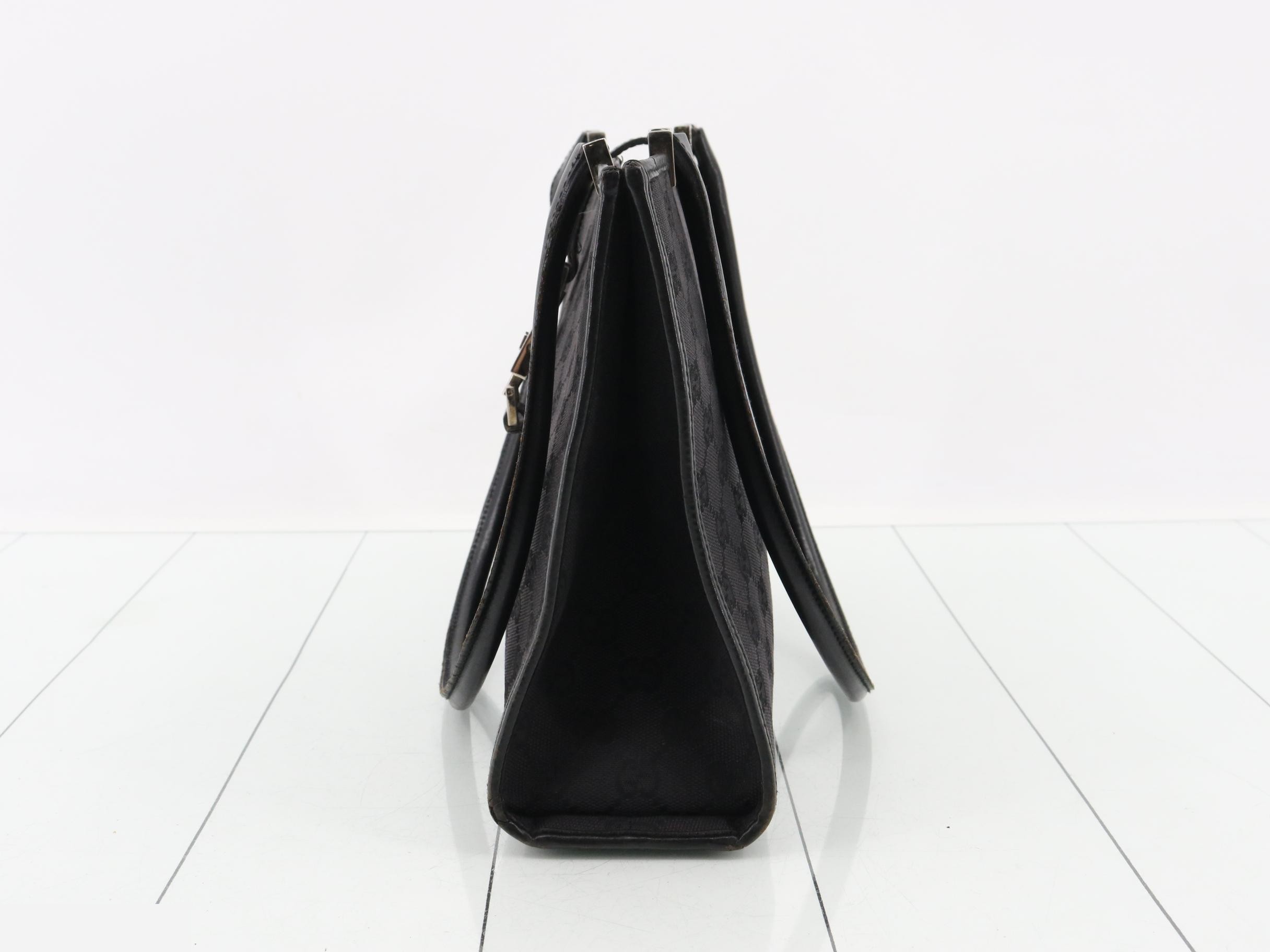 GG canvas tote bag, black, silver hardware, dust bag included. — view 3