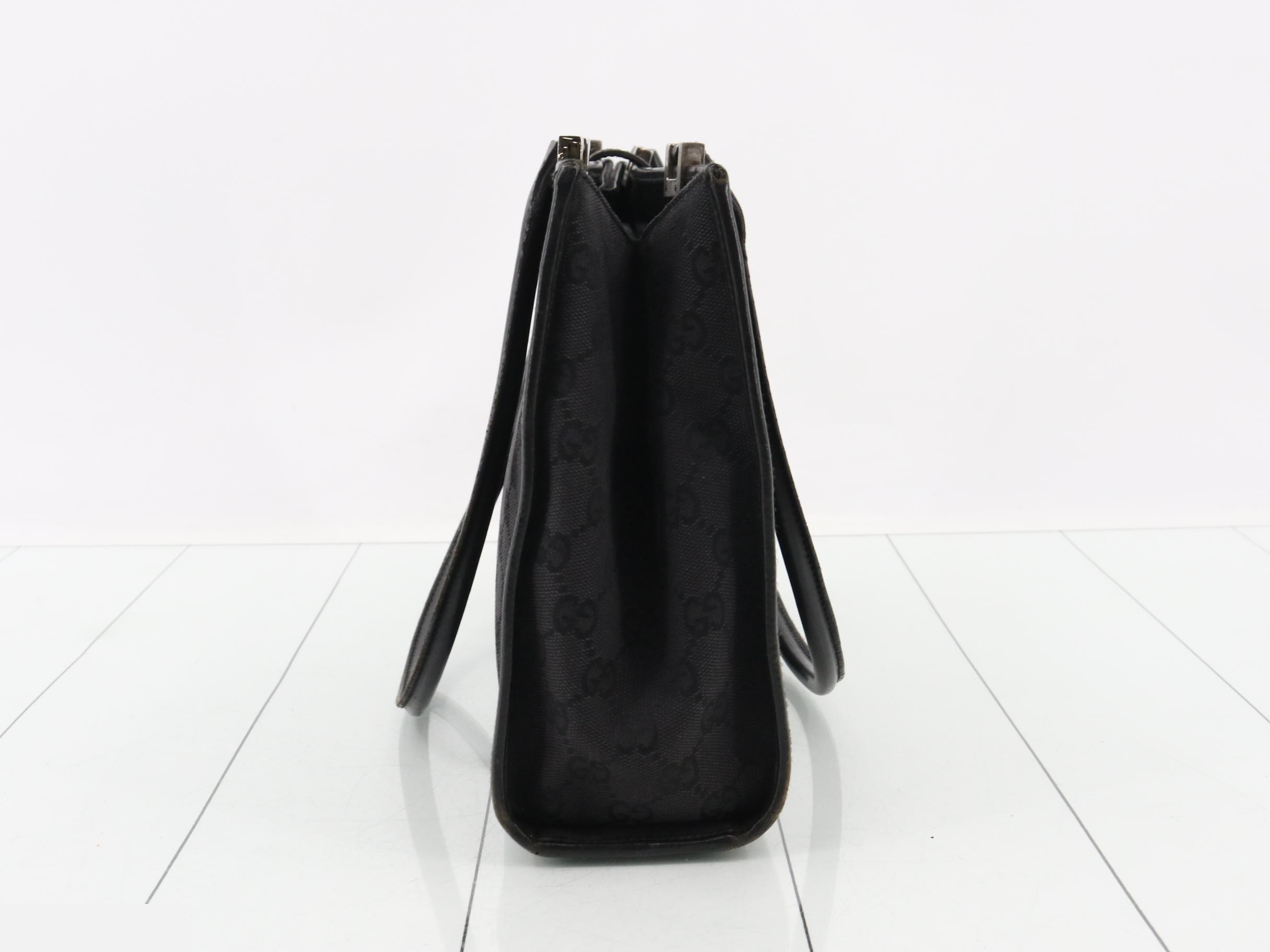 GG canvas tote bag, black, silver hardware, dust bag included. — view 4