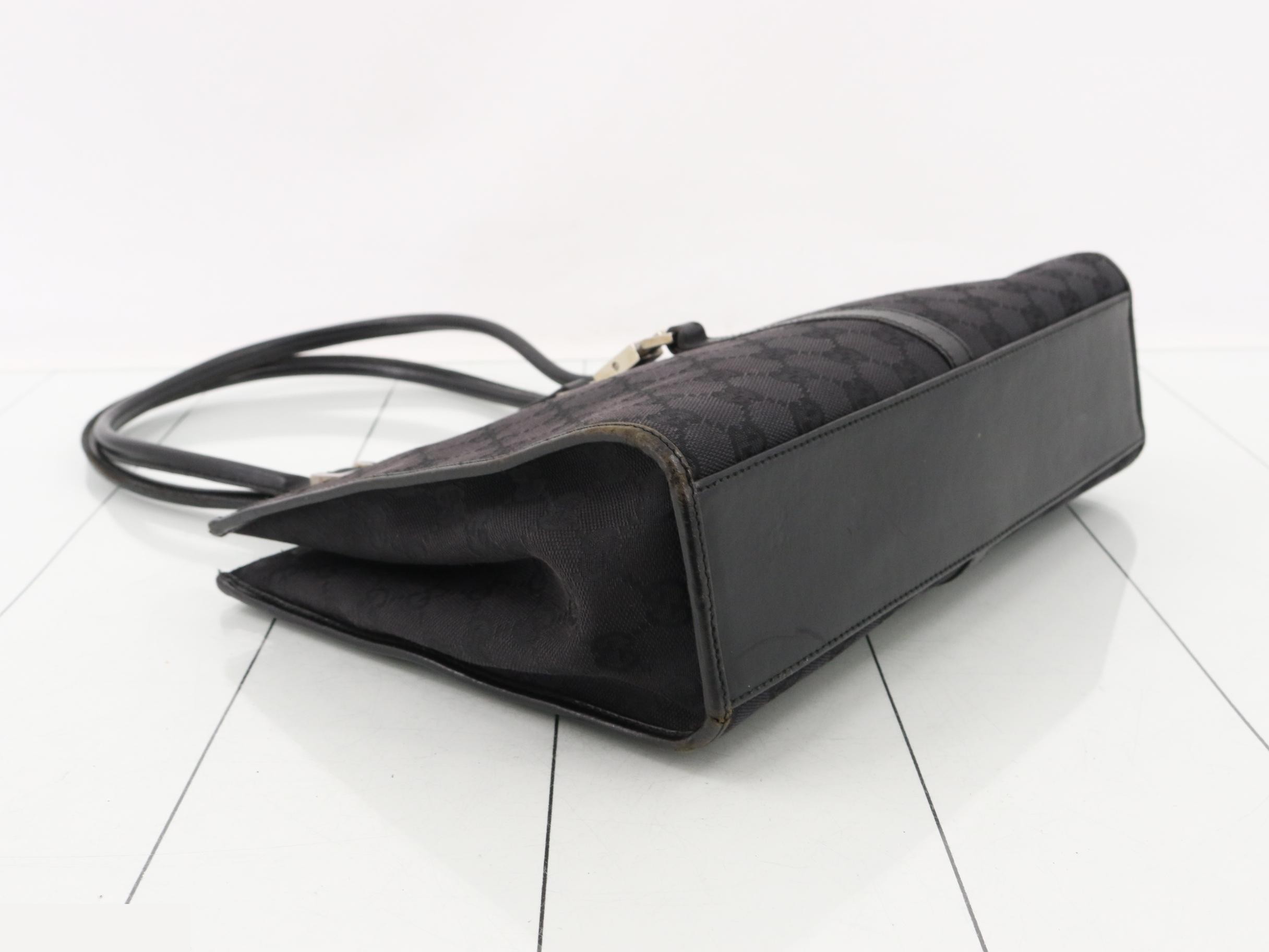 GG canvas tote bag, black, silver hardware, dust bag included. — view 5