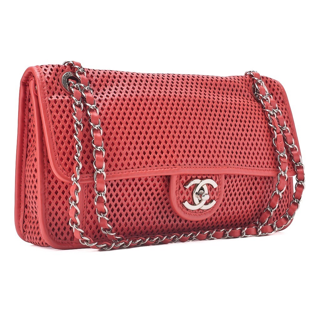 French Riviera Single Chain Shoulder Bag, Red, Silver Hardware, Series 17 — view 3