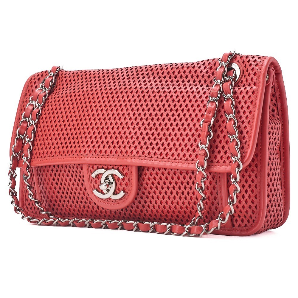 French Riviera Single Chain Shoulder Bag, Red, Silver Hardware, Series 17 — view 4