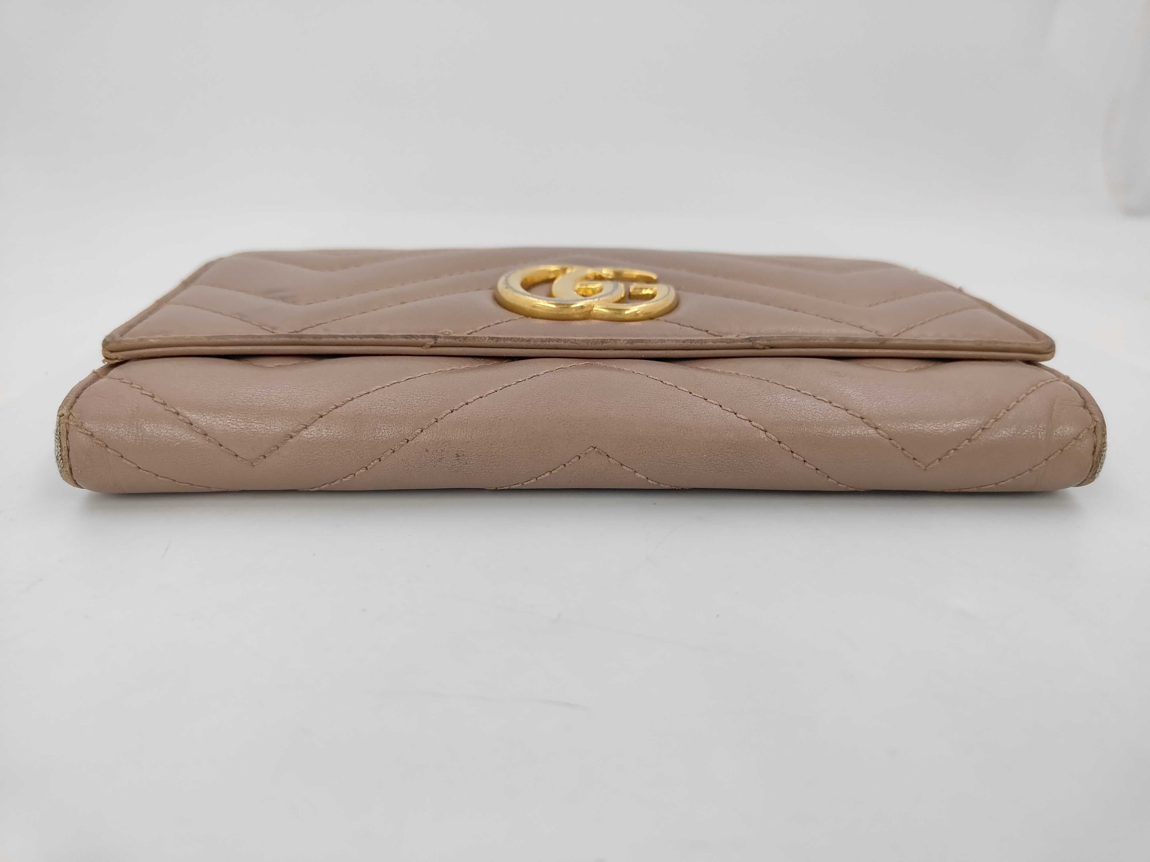 Quilted GG Marmont Leather Beige Long Wallet — view 3
