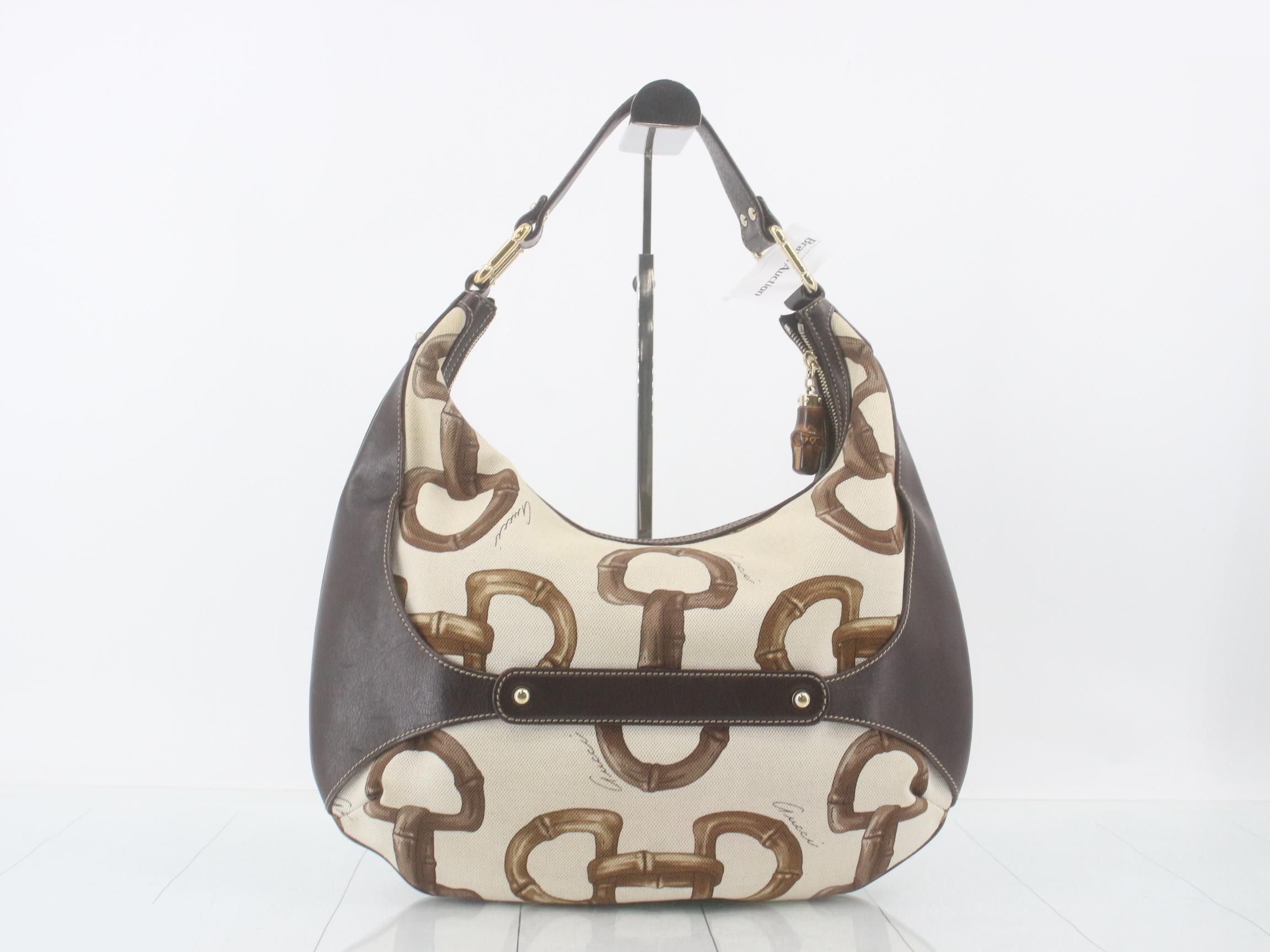 Handbag, tassel, bamboo, horsebit, canvas, leather — view 2