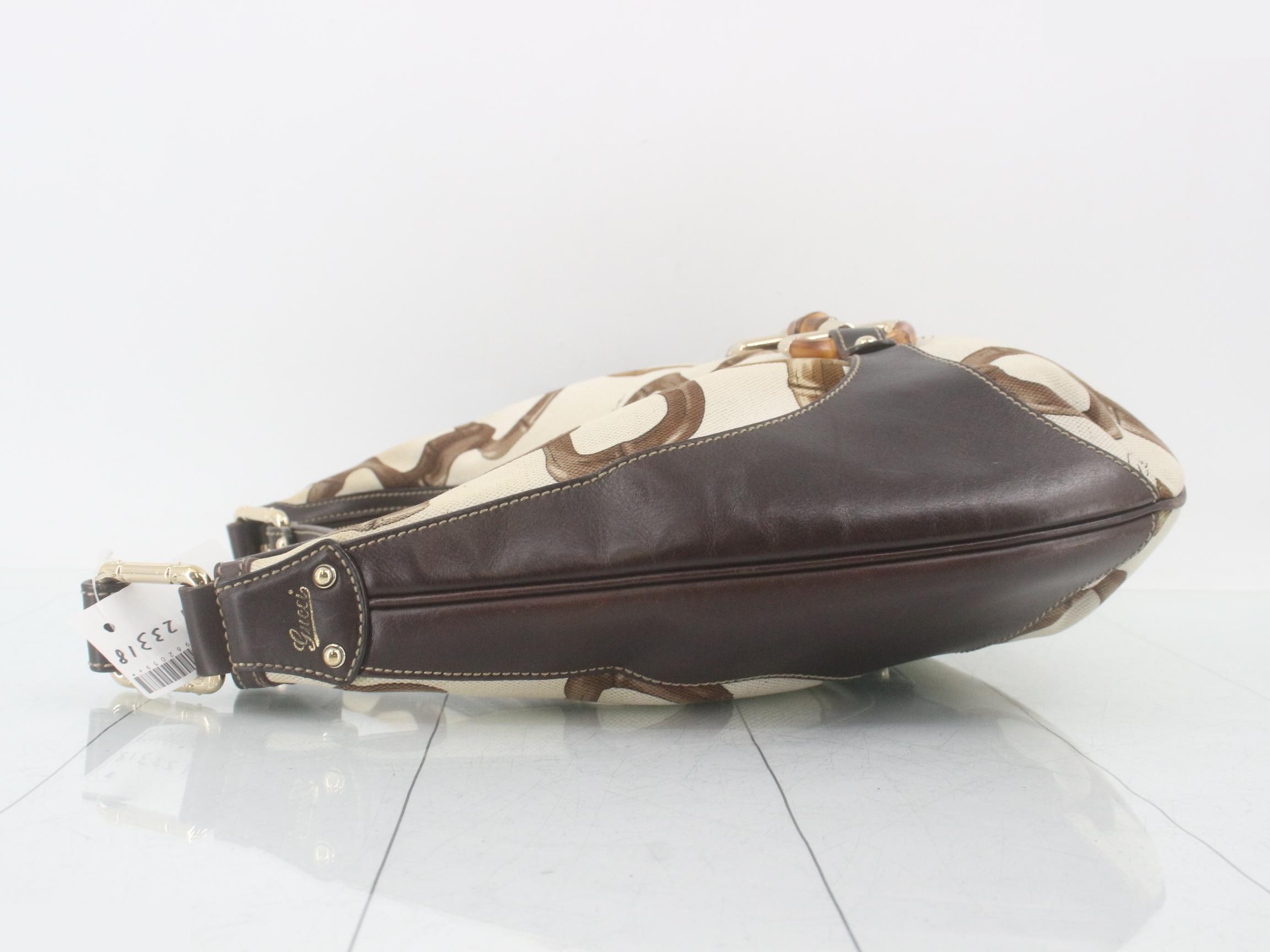 Handbag, tassel, bamboo, horsebit, canvas, leather — view 4