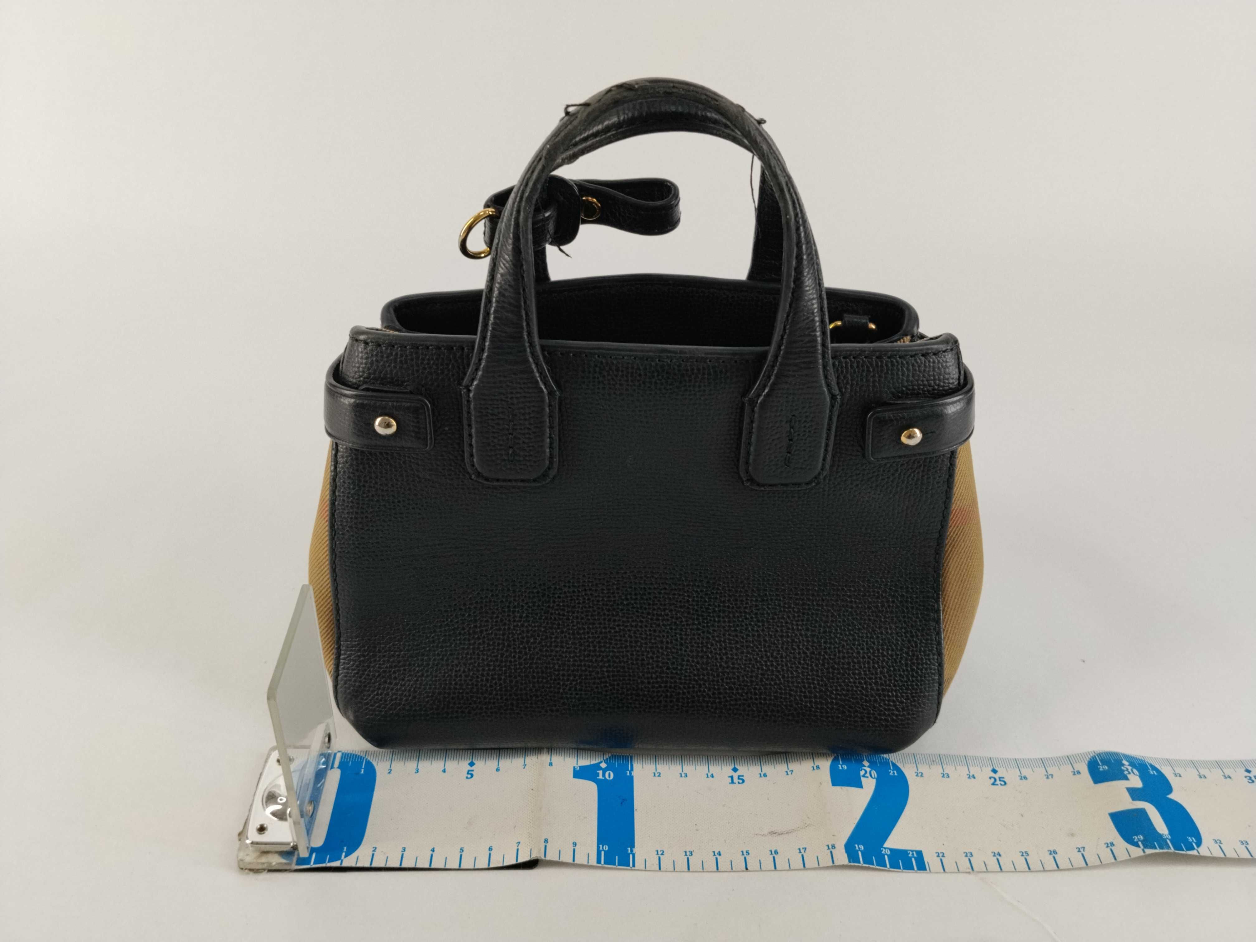 Nova Check Baby Banner Leather Handbag, Black — view 2
