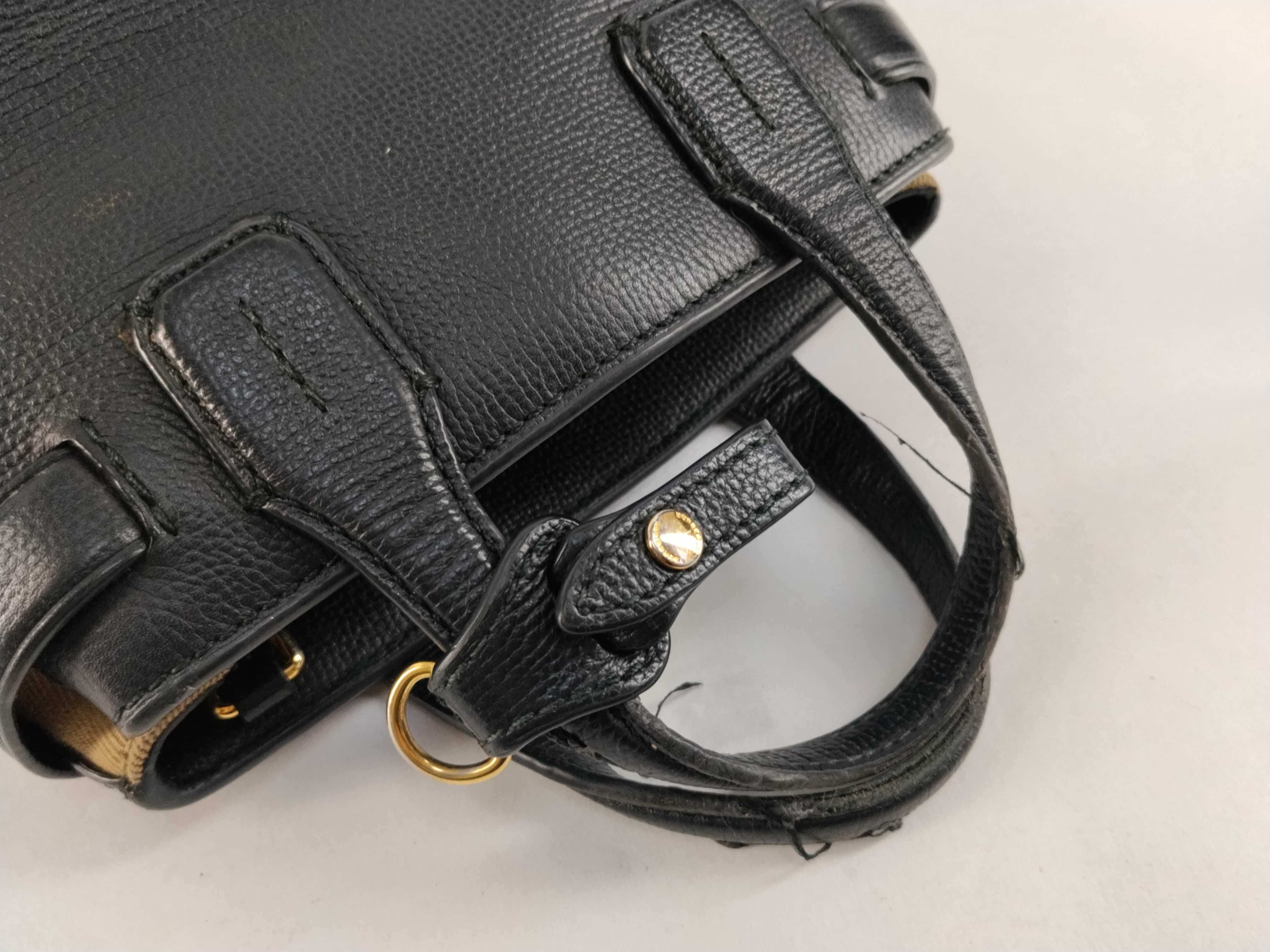 Nova Check Baby Banner Leather Handbag, Black — view 3