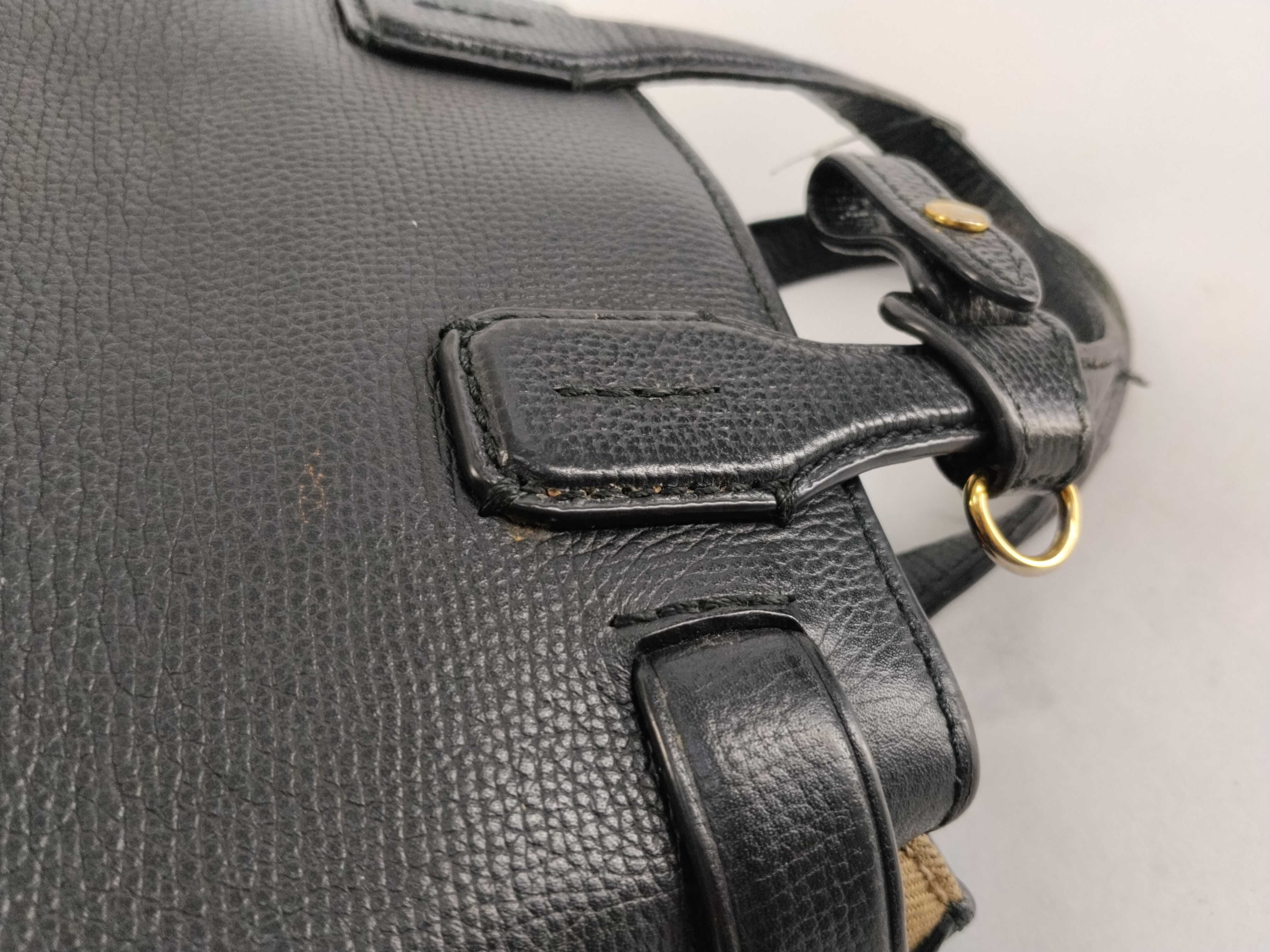 Nova Check Baby Banner Leather Handbag, Black — view 5