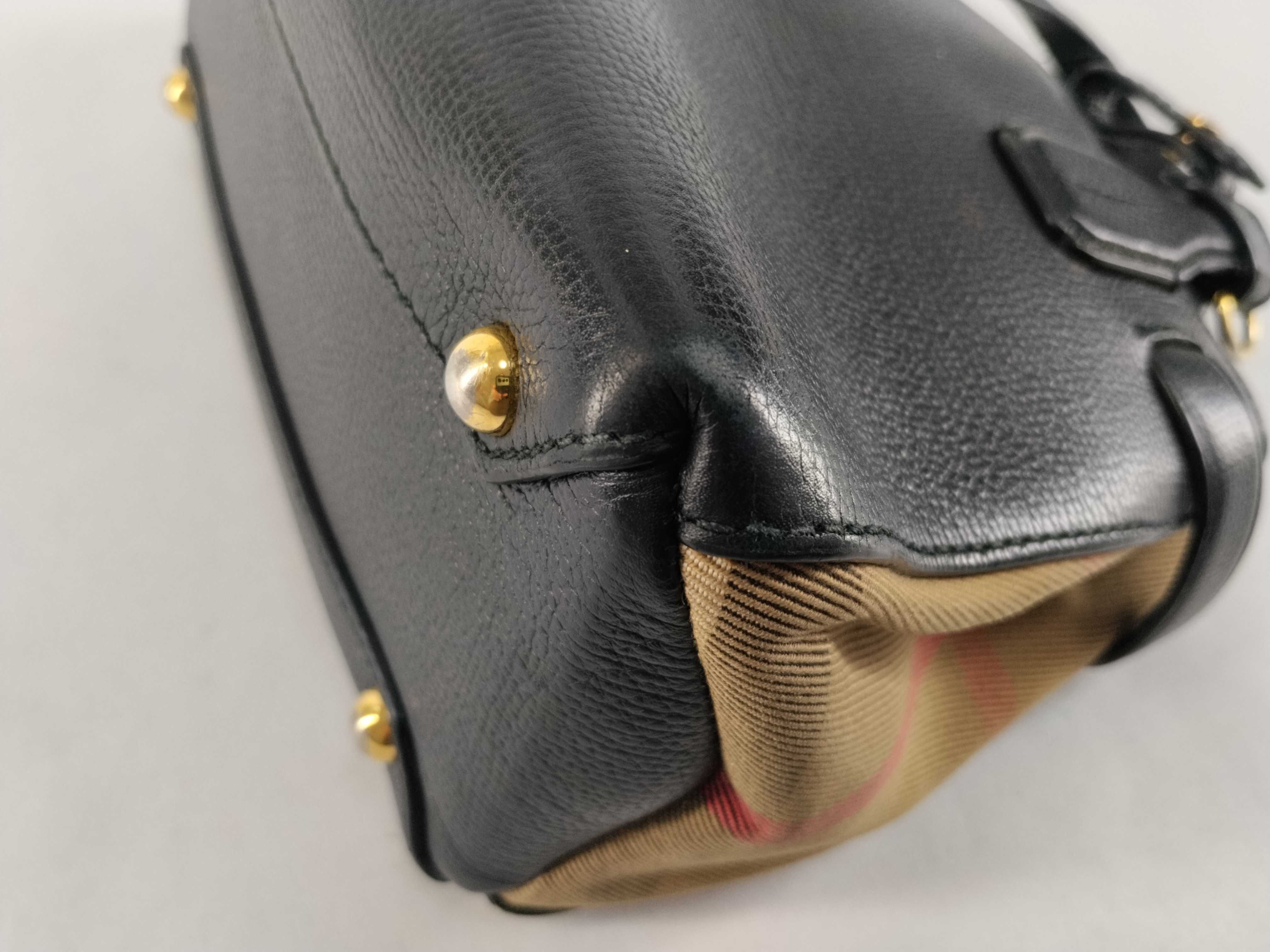 Nova Check Baby Banner Leather Handbag, Black — view 6