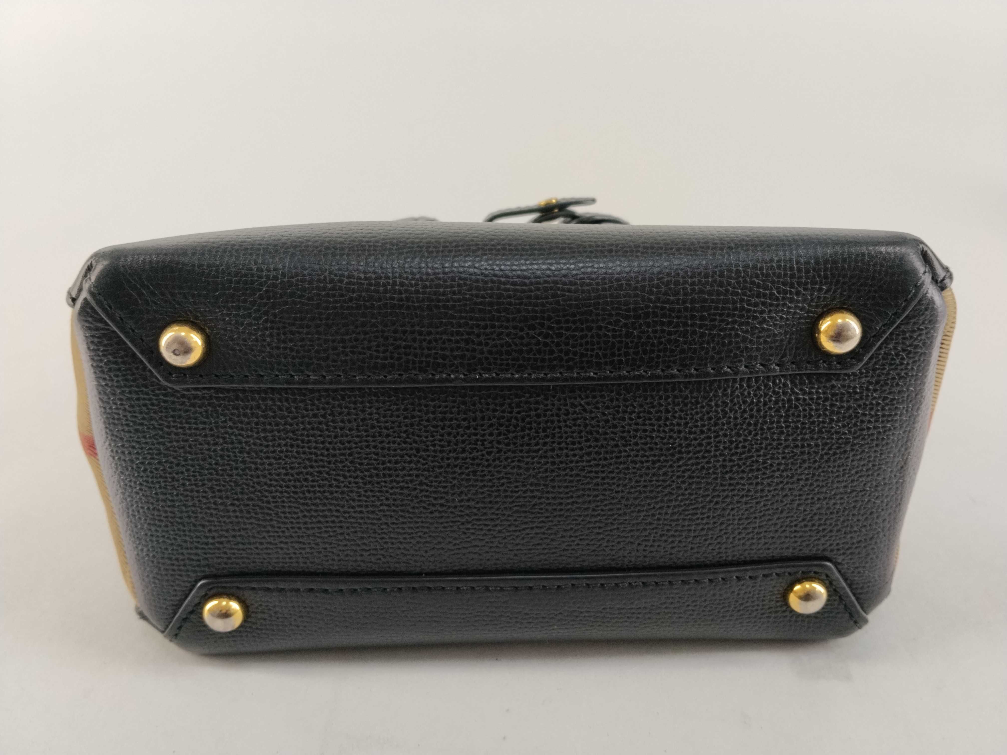 Nova Check Baby Banner Leather Handbag, Black — view 7