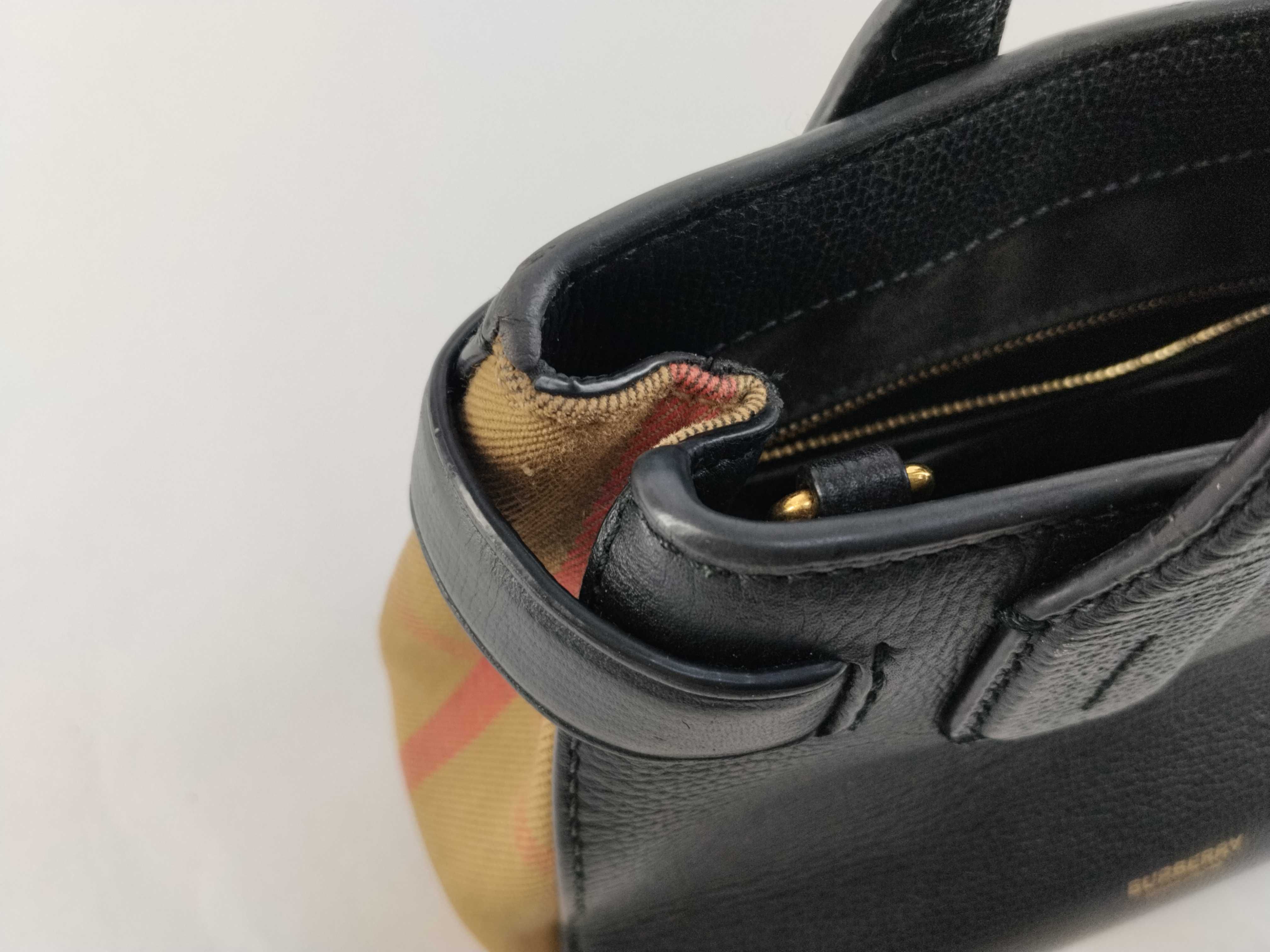 Nova Check Baby Banner Leather Handbag, Black — view 9