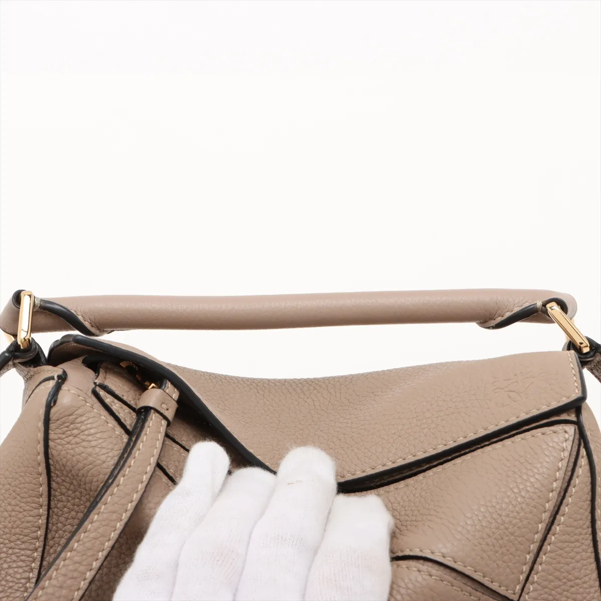 Mini Puzzle Bag Leather 2WAY Handbag Beige — view 6