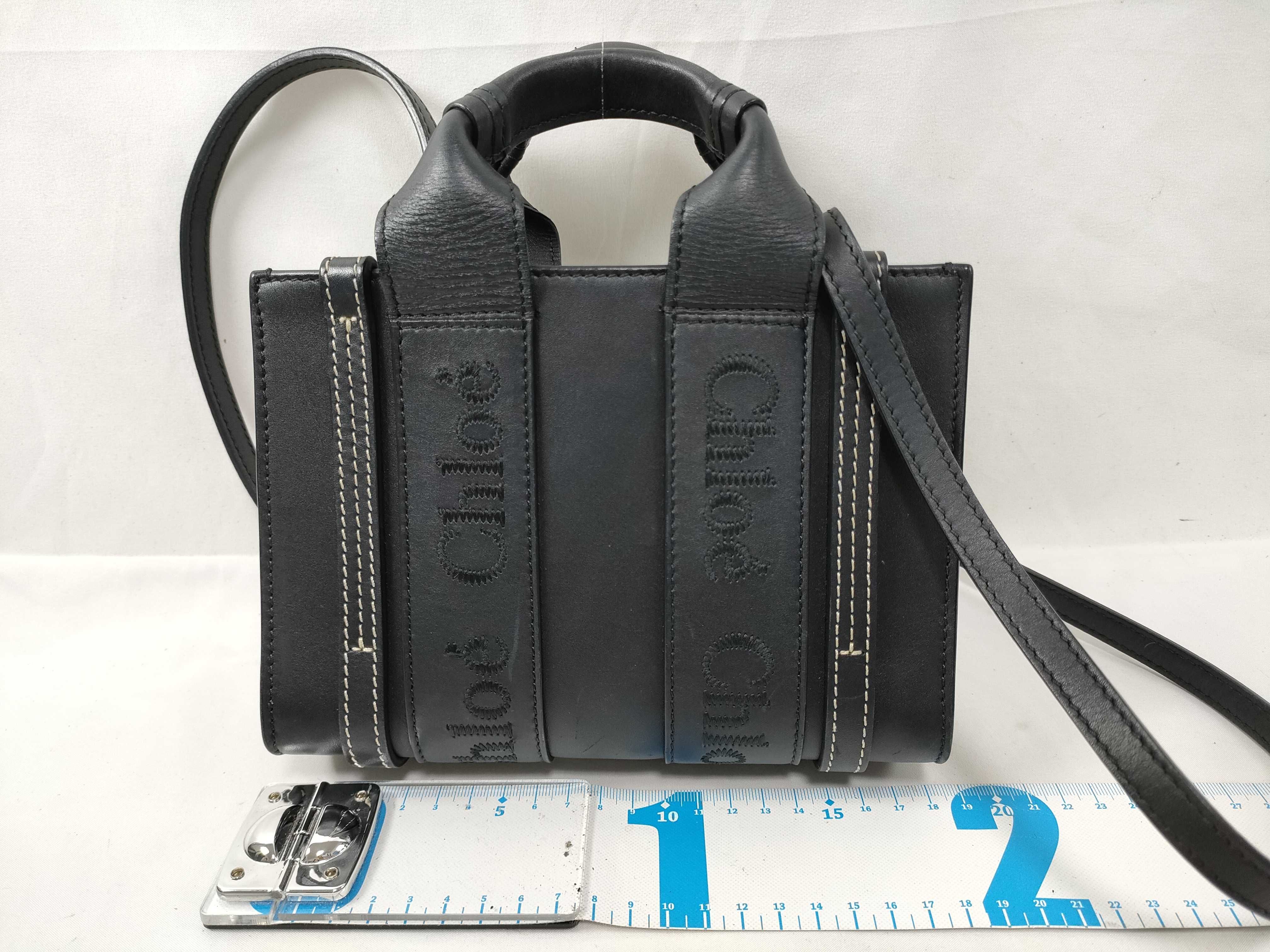 Woody Mini Leather 2-Way Handbag, Black — view 2