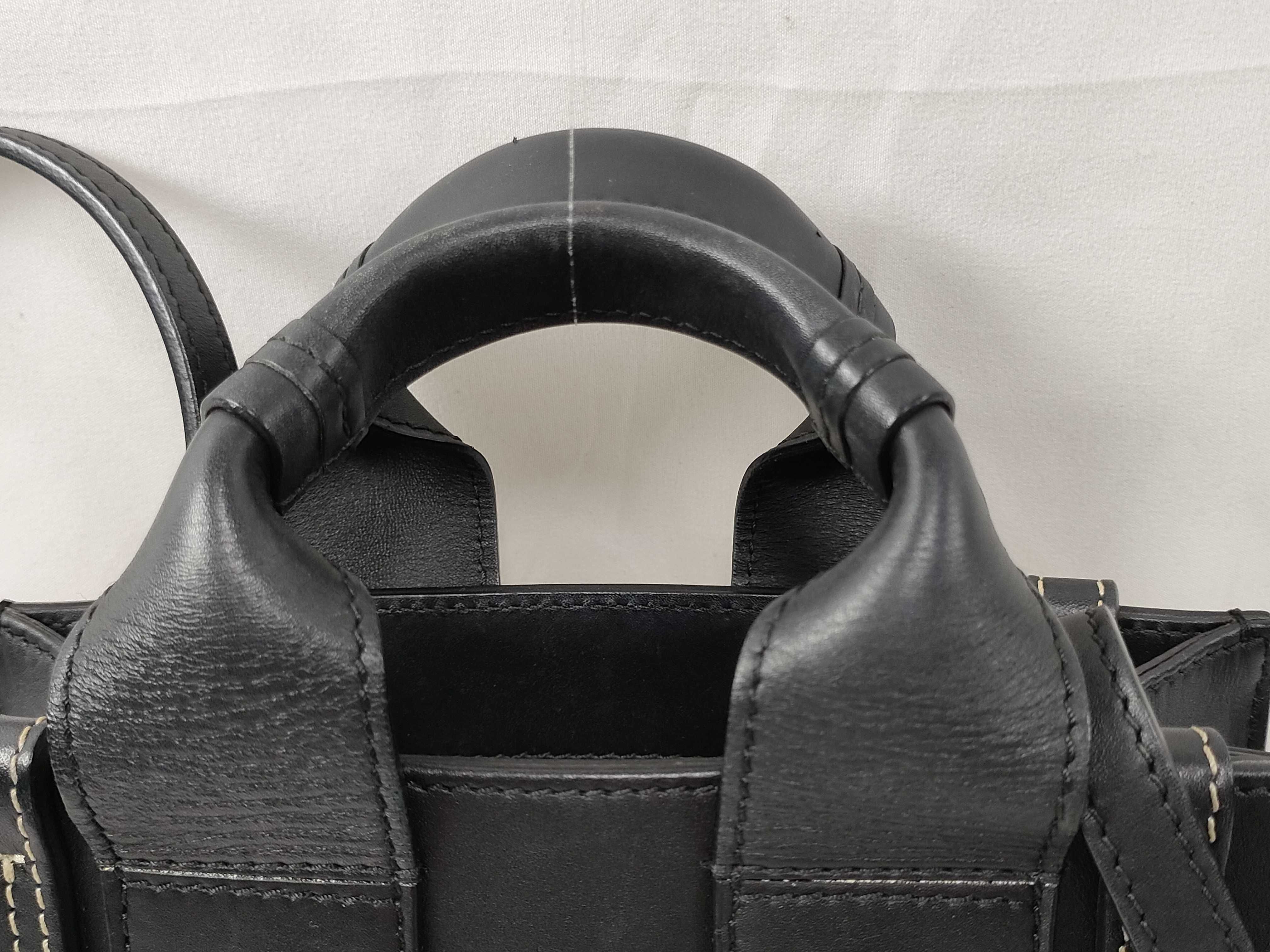 Woody Mini Leather 2-Way Handbag, Black — view 3