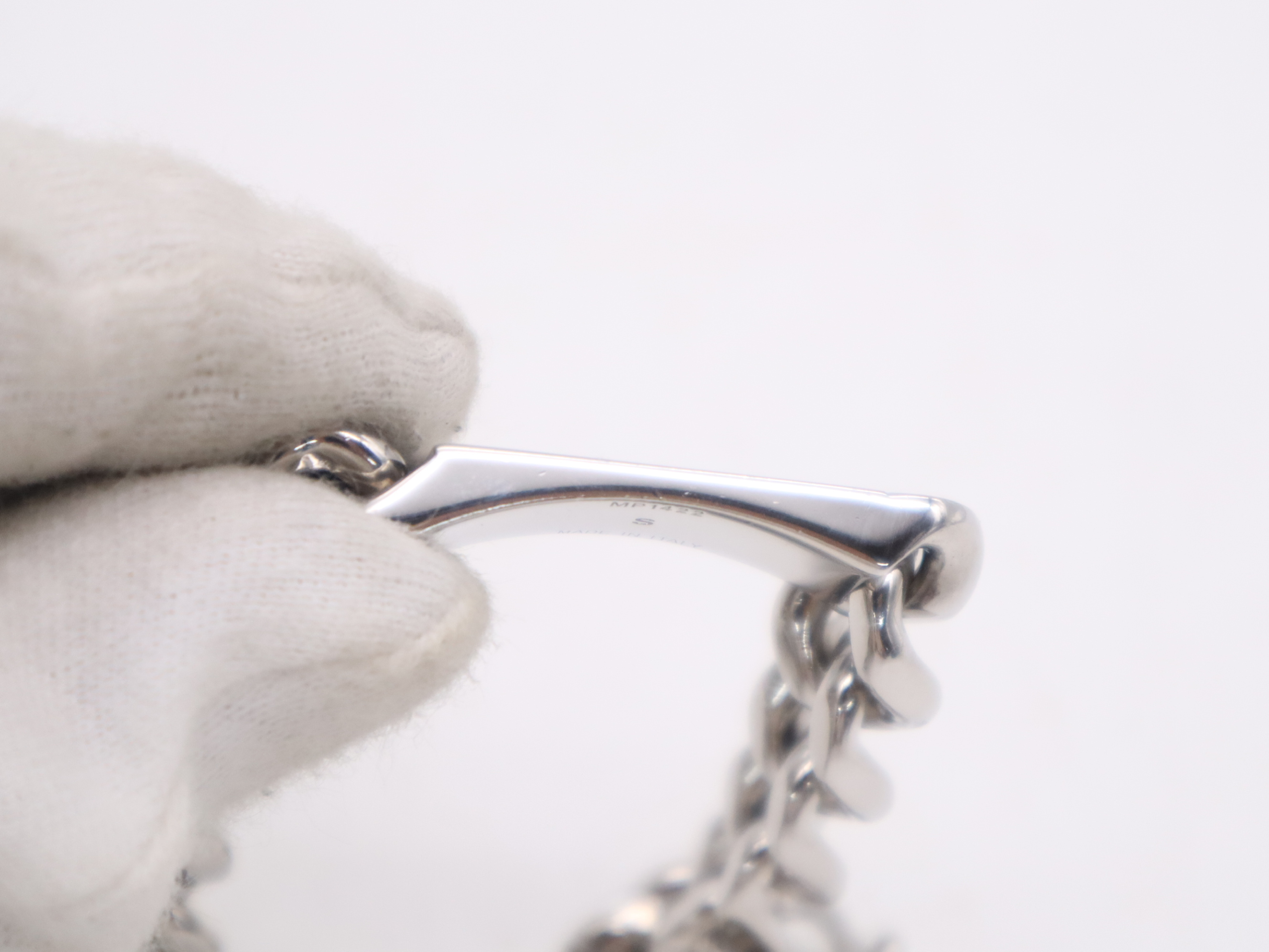 7AJ543 Metal Logo Plate Chain S Bracelet B08 (with box) Bracelet/Bangle — view 8