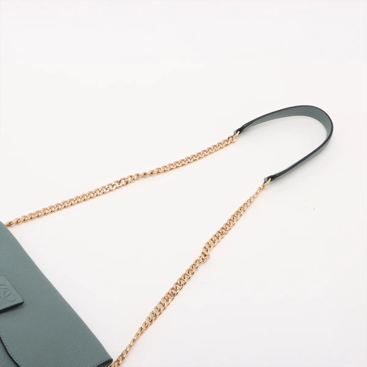Avenue Leather Chain Shoulder Bag, Blue — view 5
