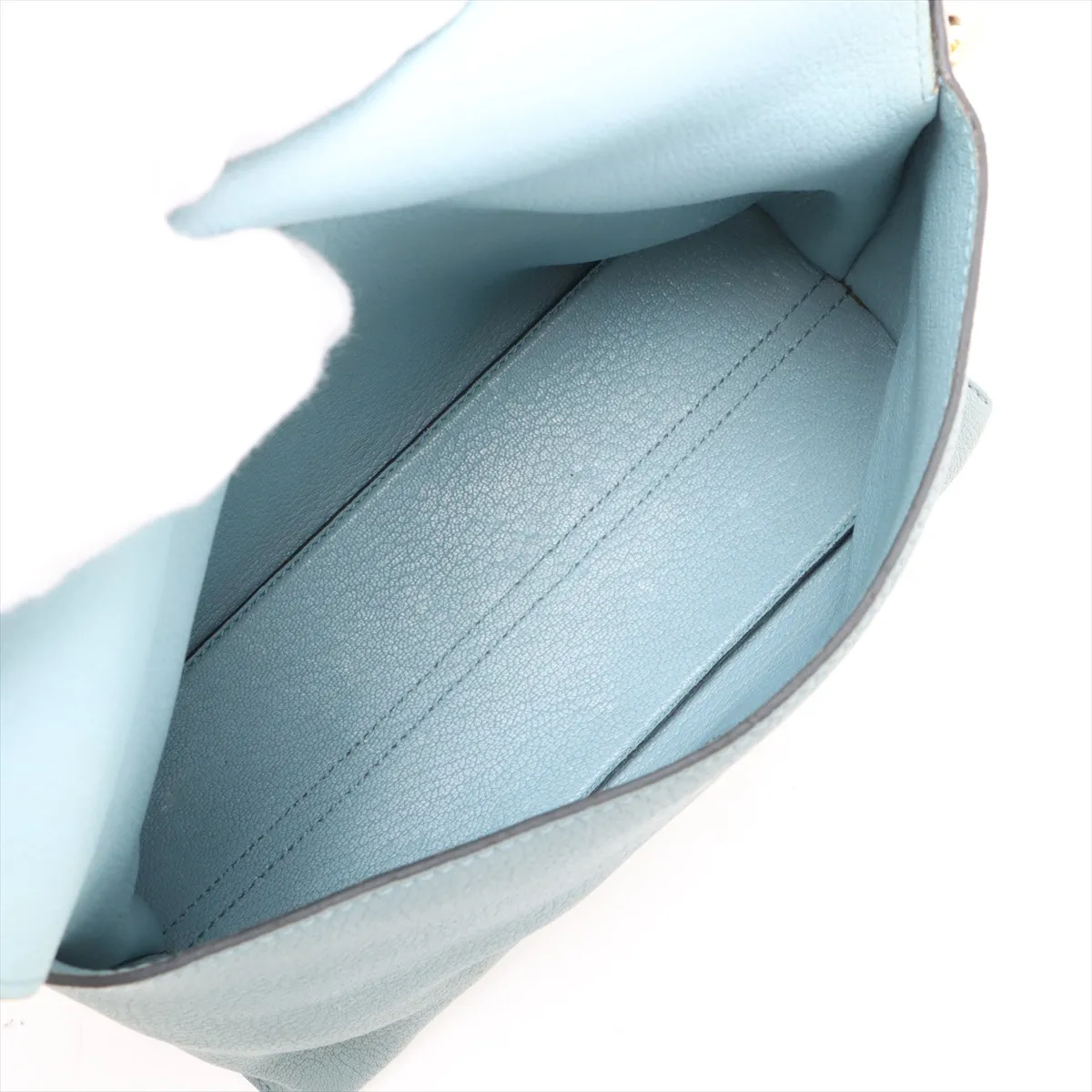 Avenue Leather Chain Shoulder Bag, Blue — view 6
