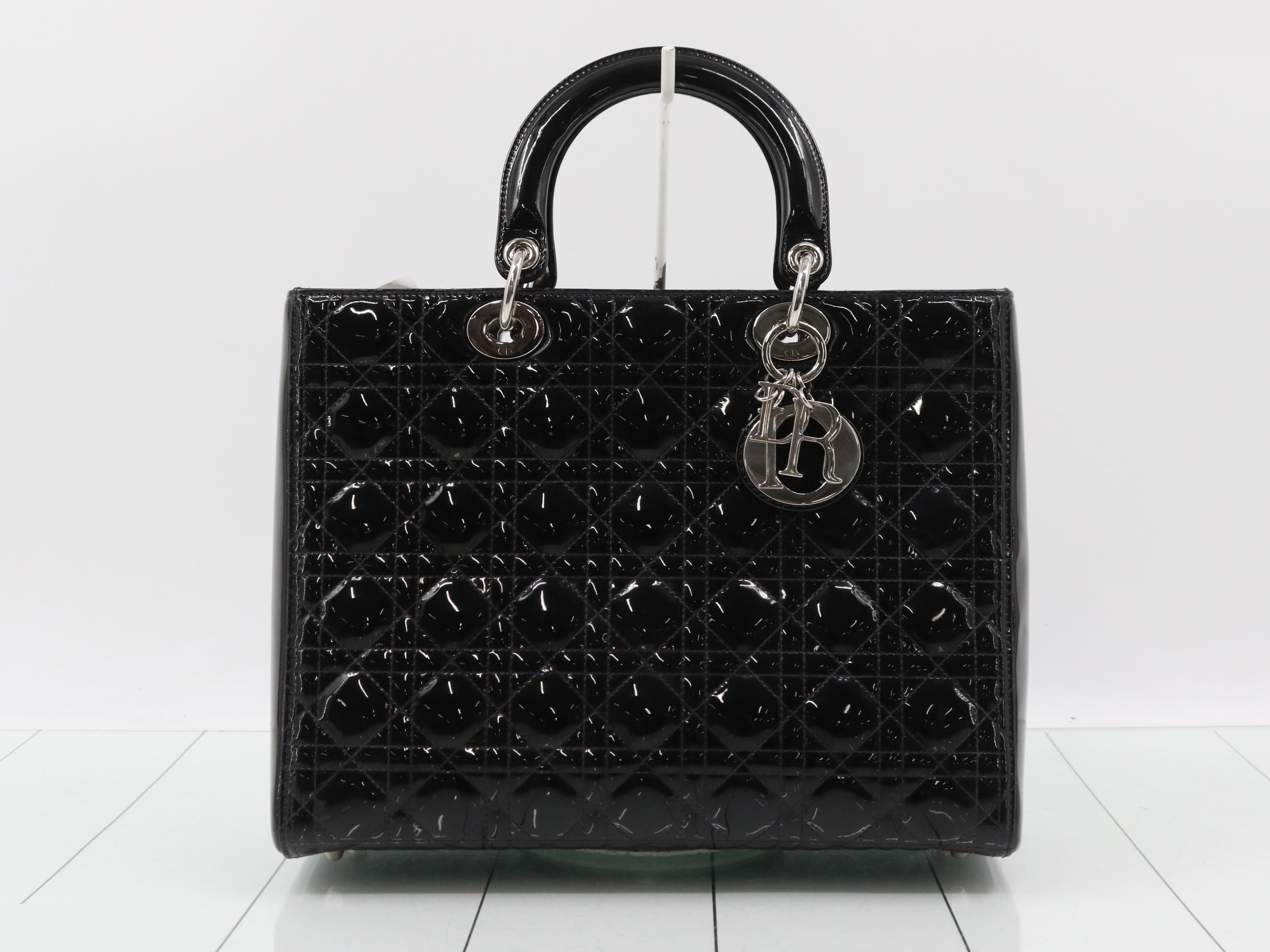 Lady Dior Cannage 2-Way Black Shoulder Handbag