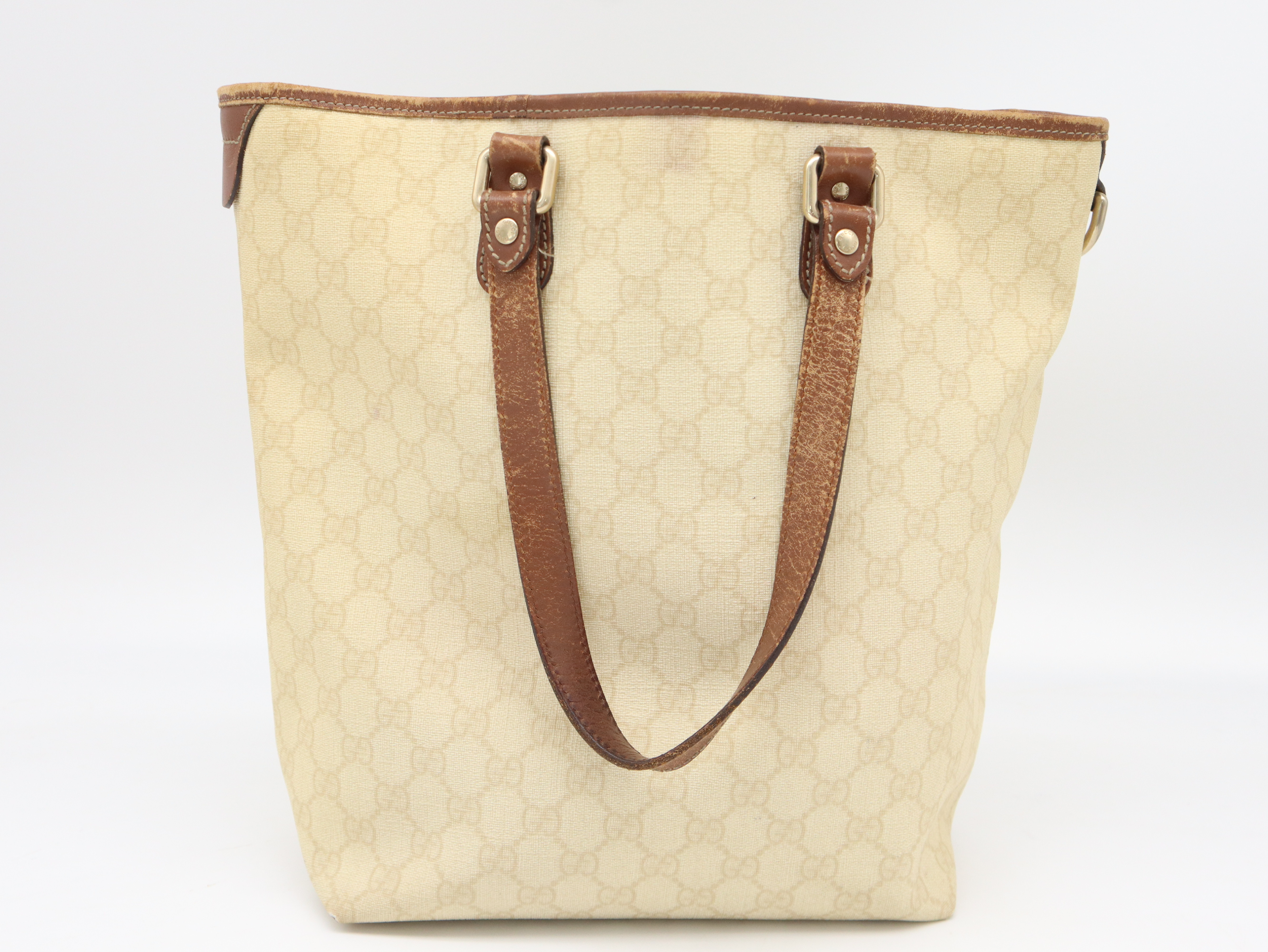 189896 Coated Canvas GG Supreme Tote Bag White Brown Tote Bag — view 2