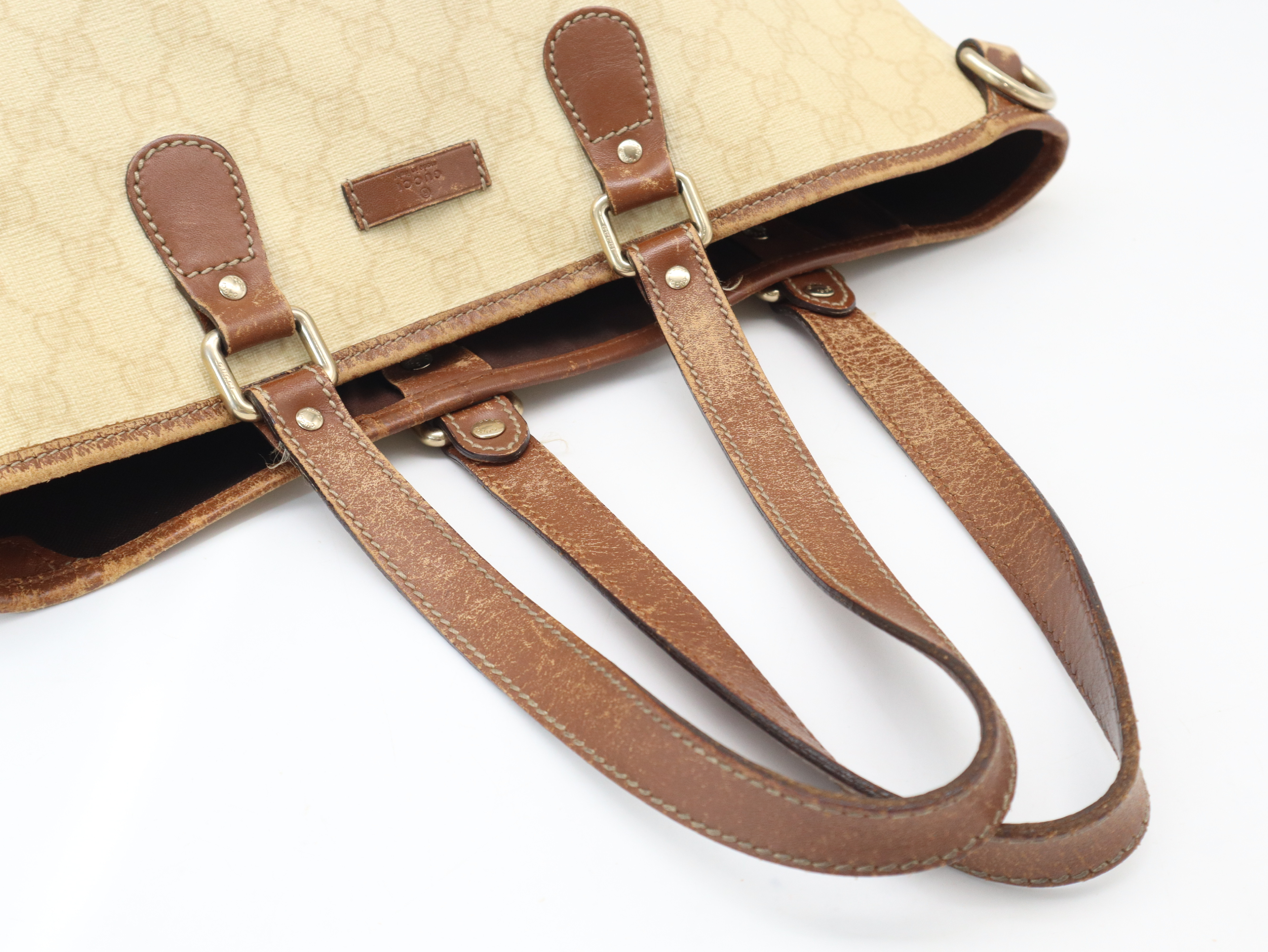 189896 Coated Canvas GG Supreme Tote Bag White Brown Tote Bag — view 6