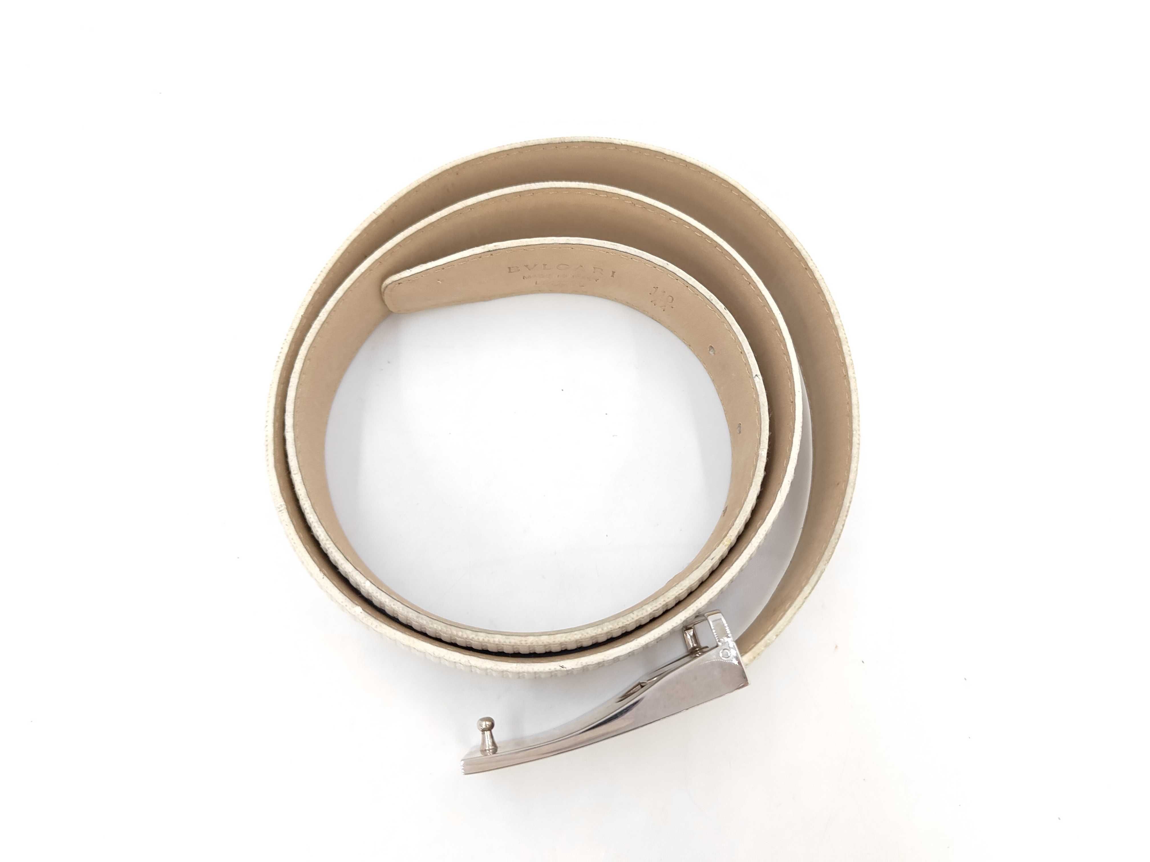 Bulgari Millerege Belt PVC White x Silver Belt — view 2