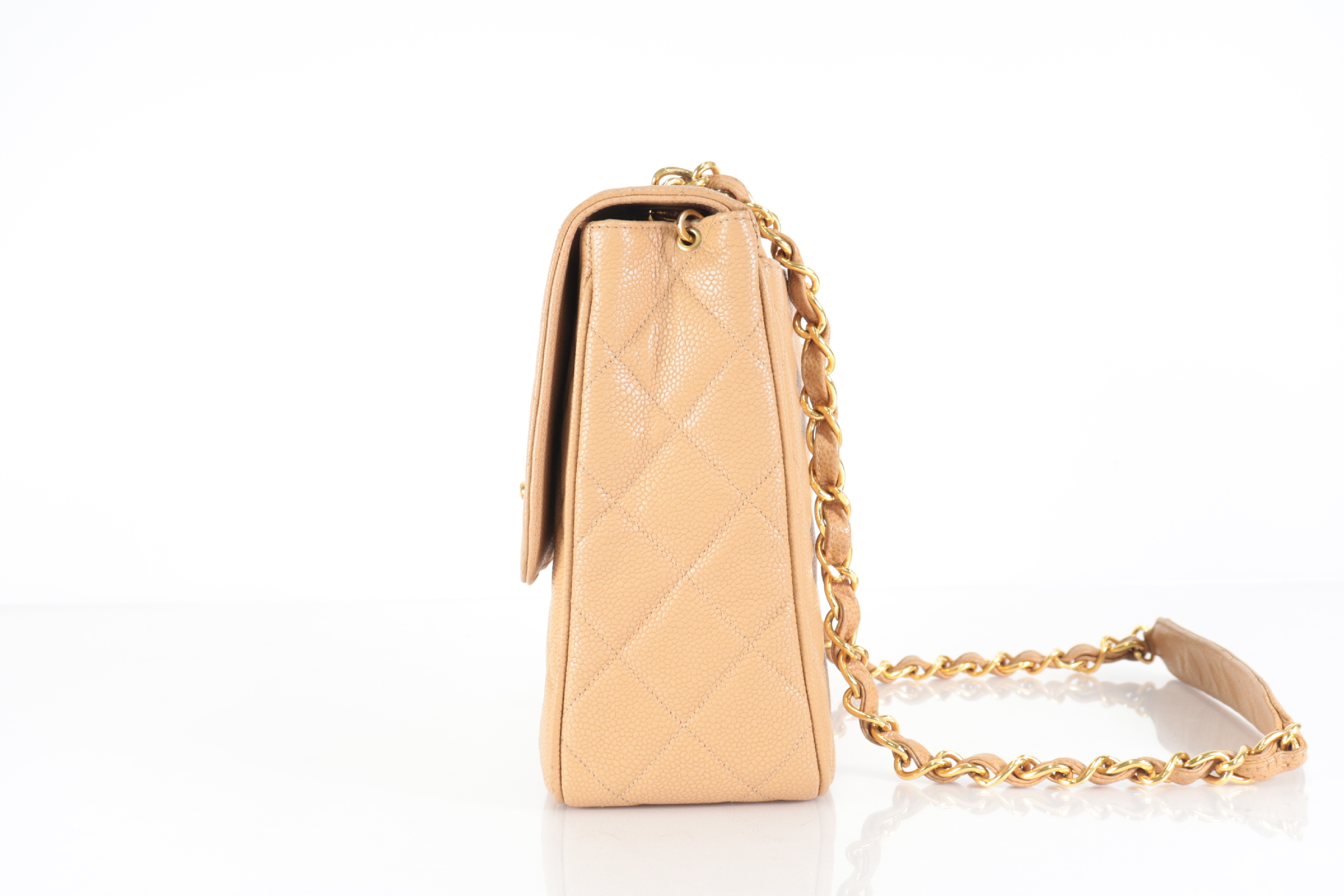 Large Coco Caviar Chain Shoulder Bag, Beige, Series 3 — view 4