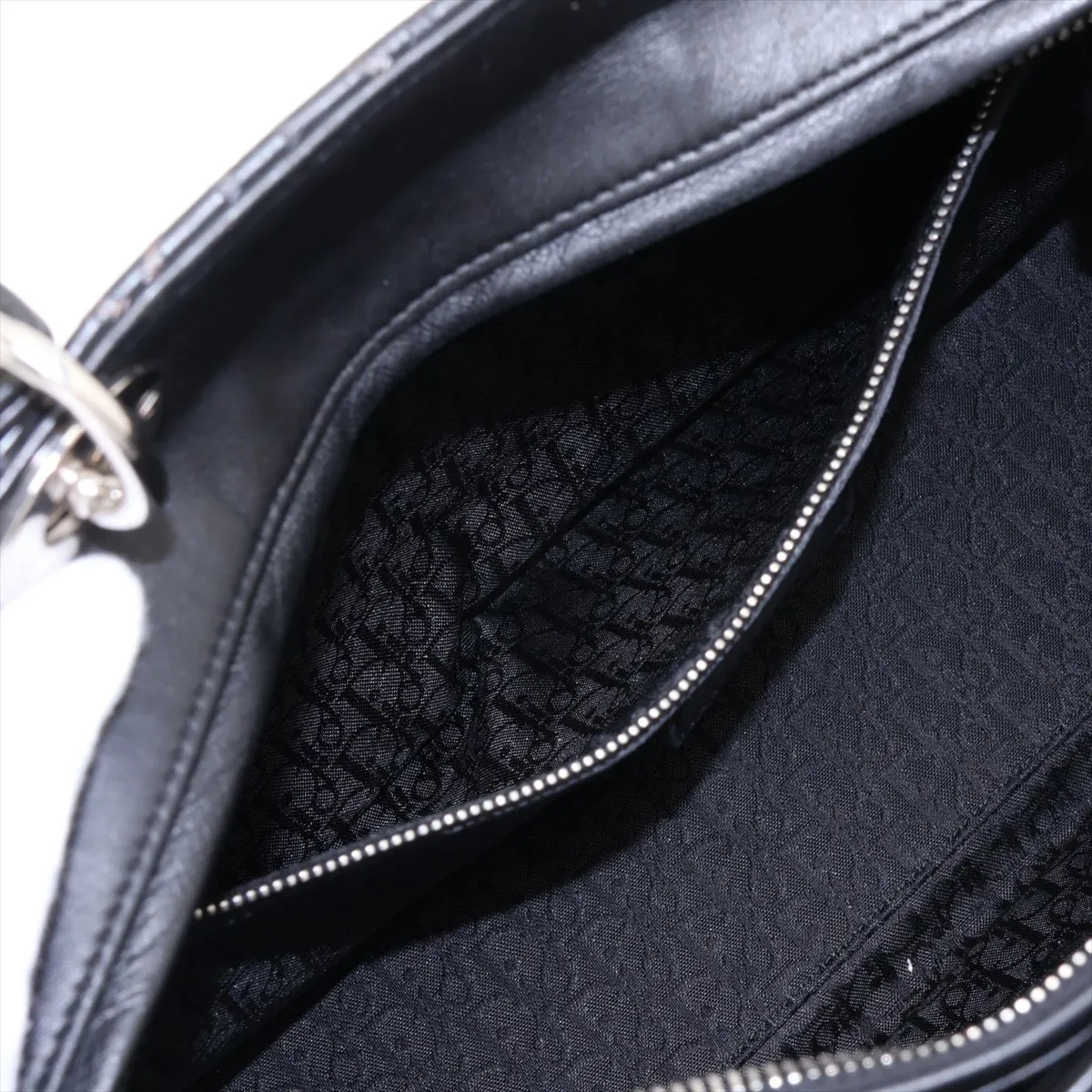 Cannage Lady Dior Large Leather 2-Way Handbag, Black — view 9