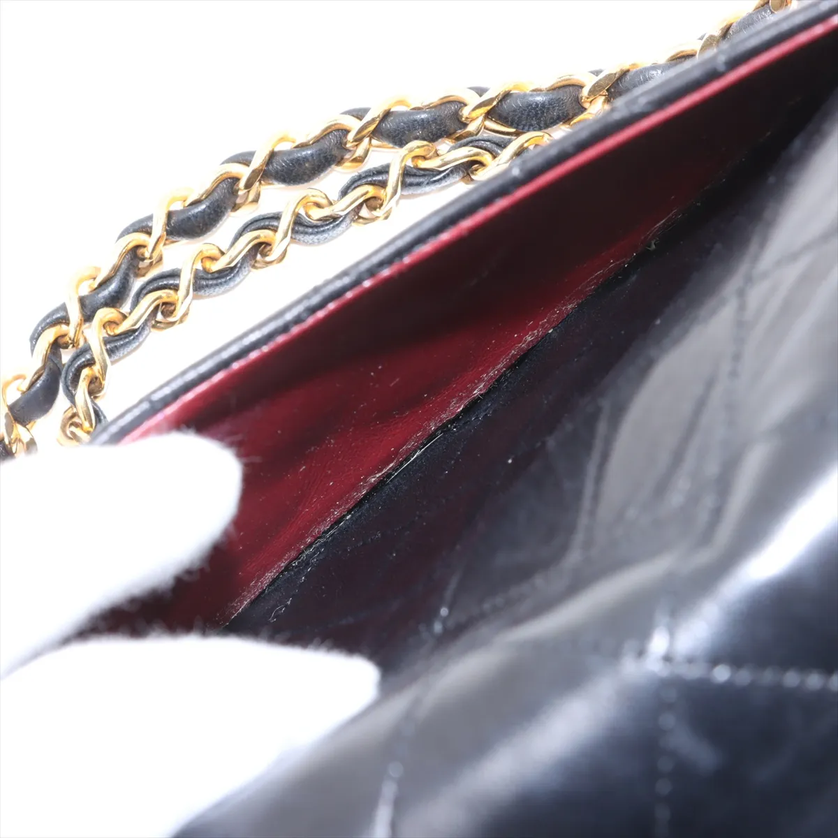 Matelasse 23 Lambskin Double Flap Double Chain Bag Black Gold Hardware 0511548 Series 0 A01113 — view 11