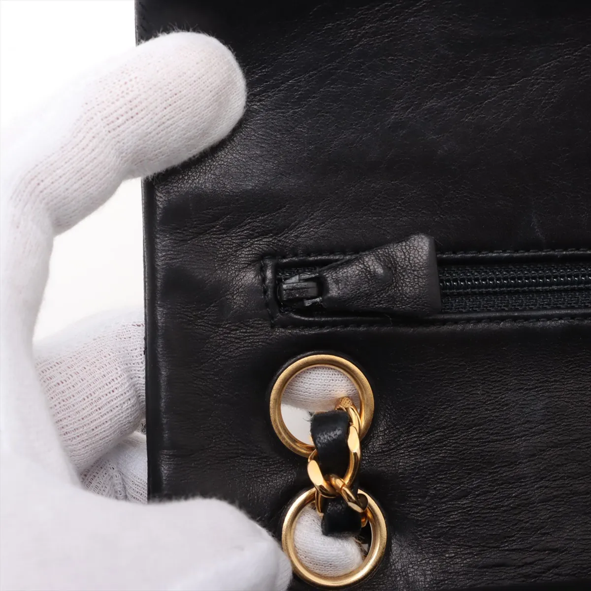 Matelasse 23 Lambskin Double Flap Double Chain Bag Black Gold Hardware 0511548 Series 0 A01113 — view 14