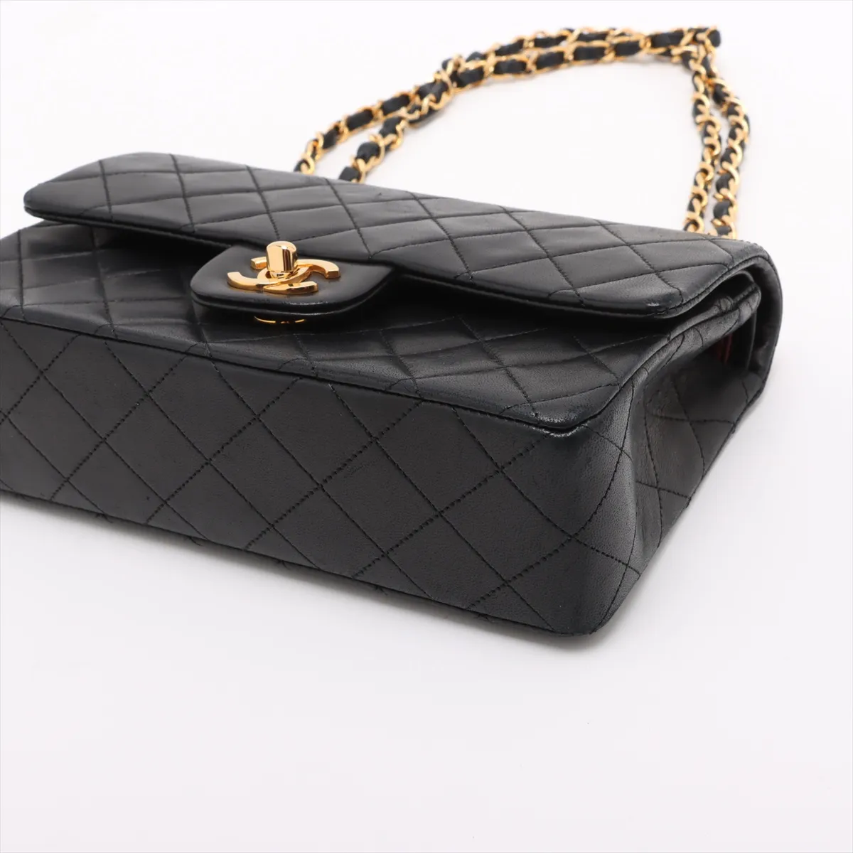 Matelasse 23 Lambskin Double Flap Double Chain Bag Black Gold Hardware 0511548 Series 0 A01113 — view 3