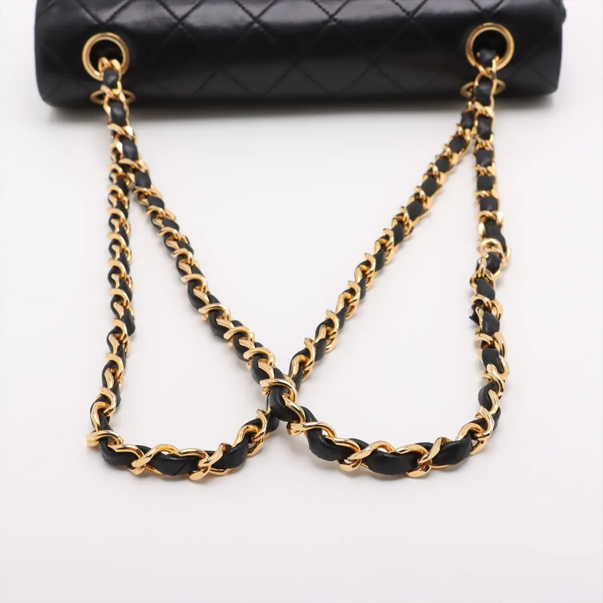 Matelasse 23 Lambskin Double Flap Double Chain Bag Black Gold Hardware 0511548 Series 0 A01113 — view 5